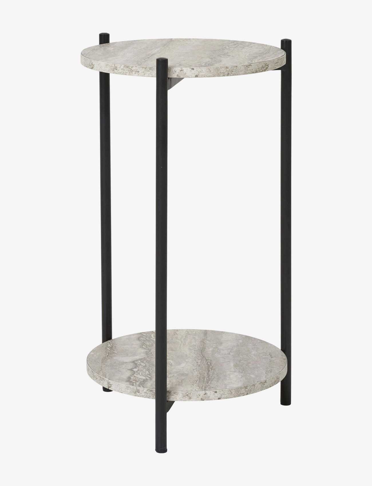 House Nordic - Brno Side table, travertine look, black legs, ø27x46 cm - sideborde og små borde - black / beige - 2