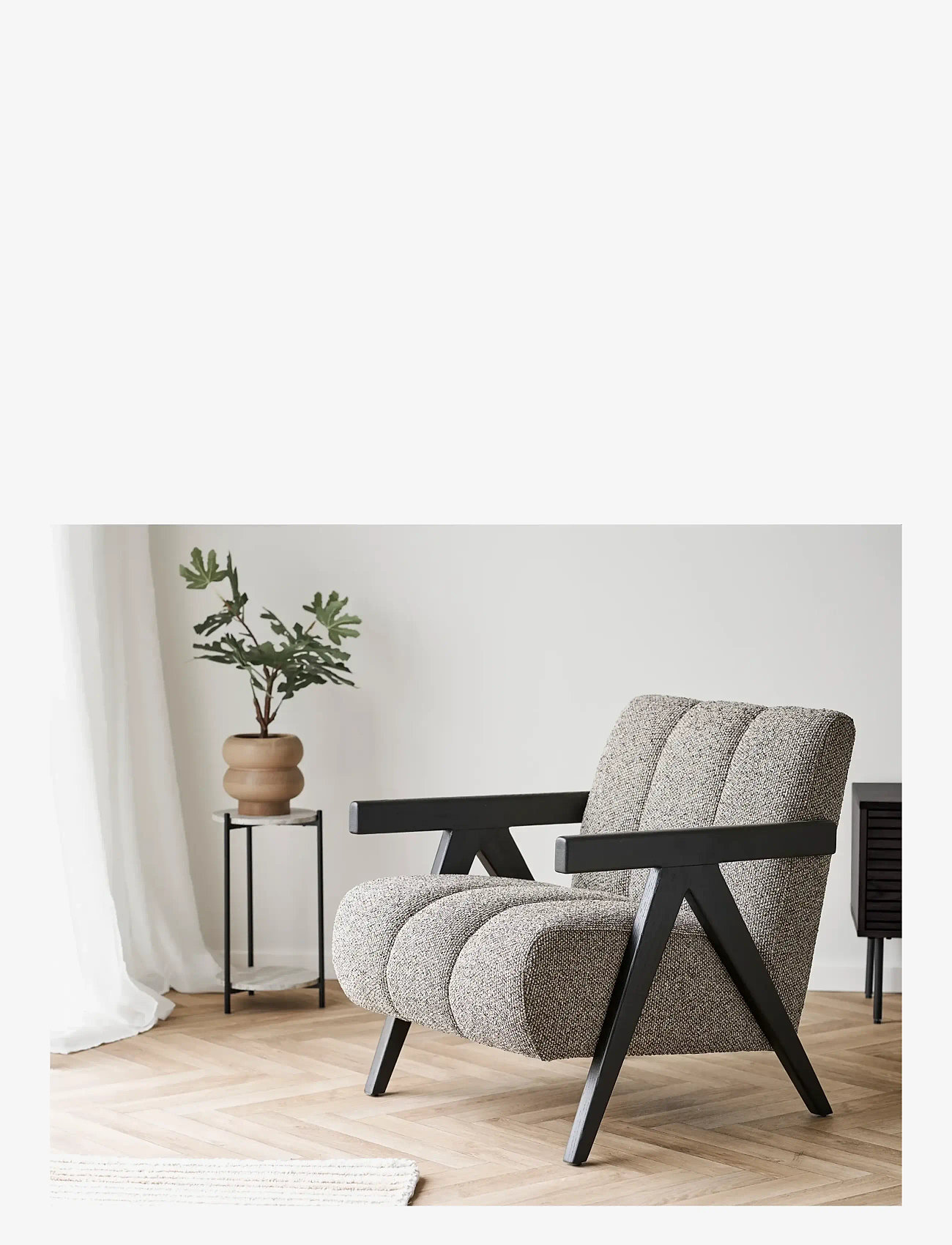 House Nordic - Brno Side table, travertine look, black legs, ø27x46 cm - küljelauad ja väikesed lauad - black / beige - 0