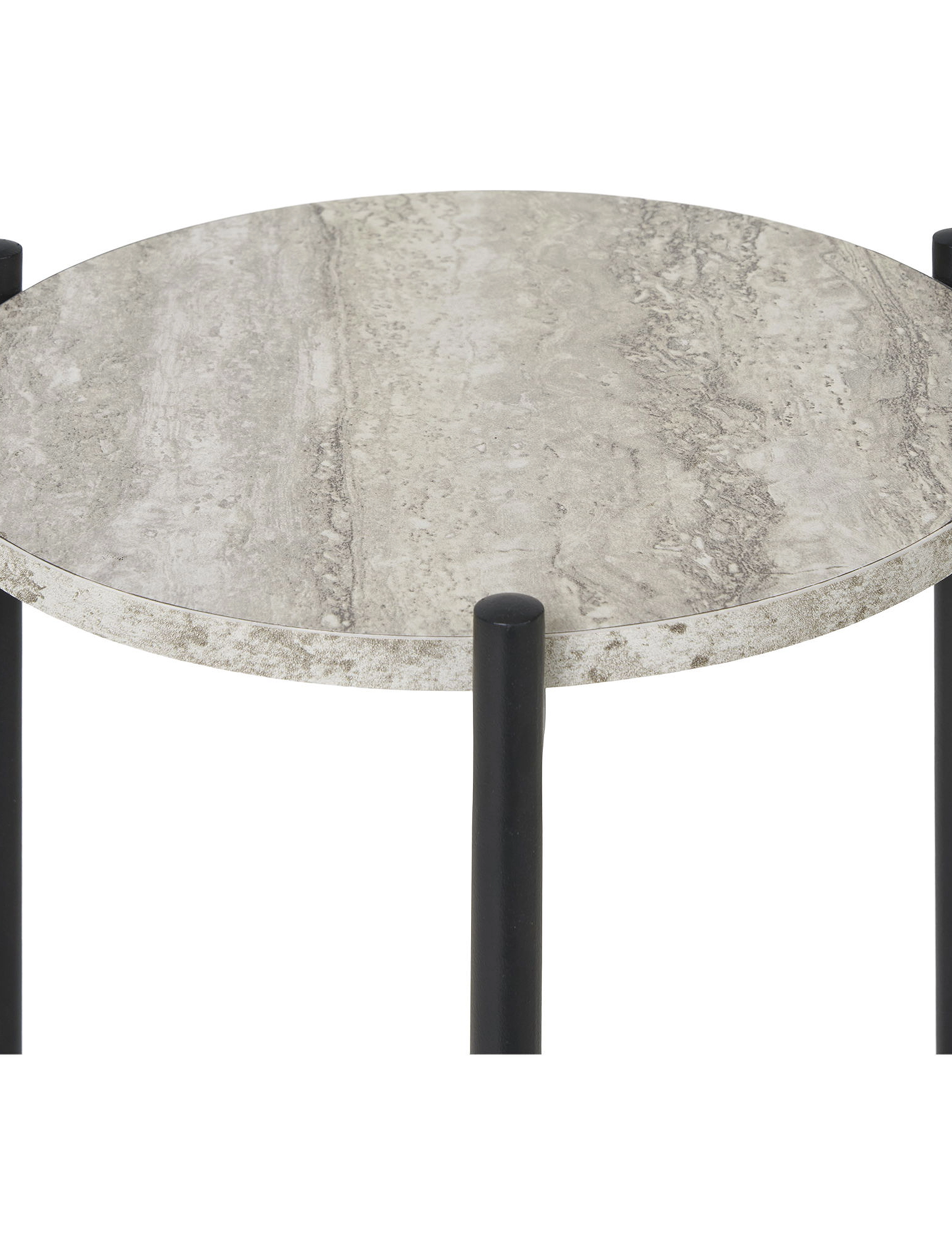 House Nordic - Brno Side table, travertine look, black legs, ø27x46 cm - sideborde og små borde - black / beige - 4