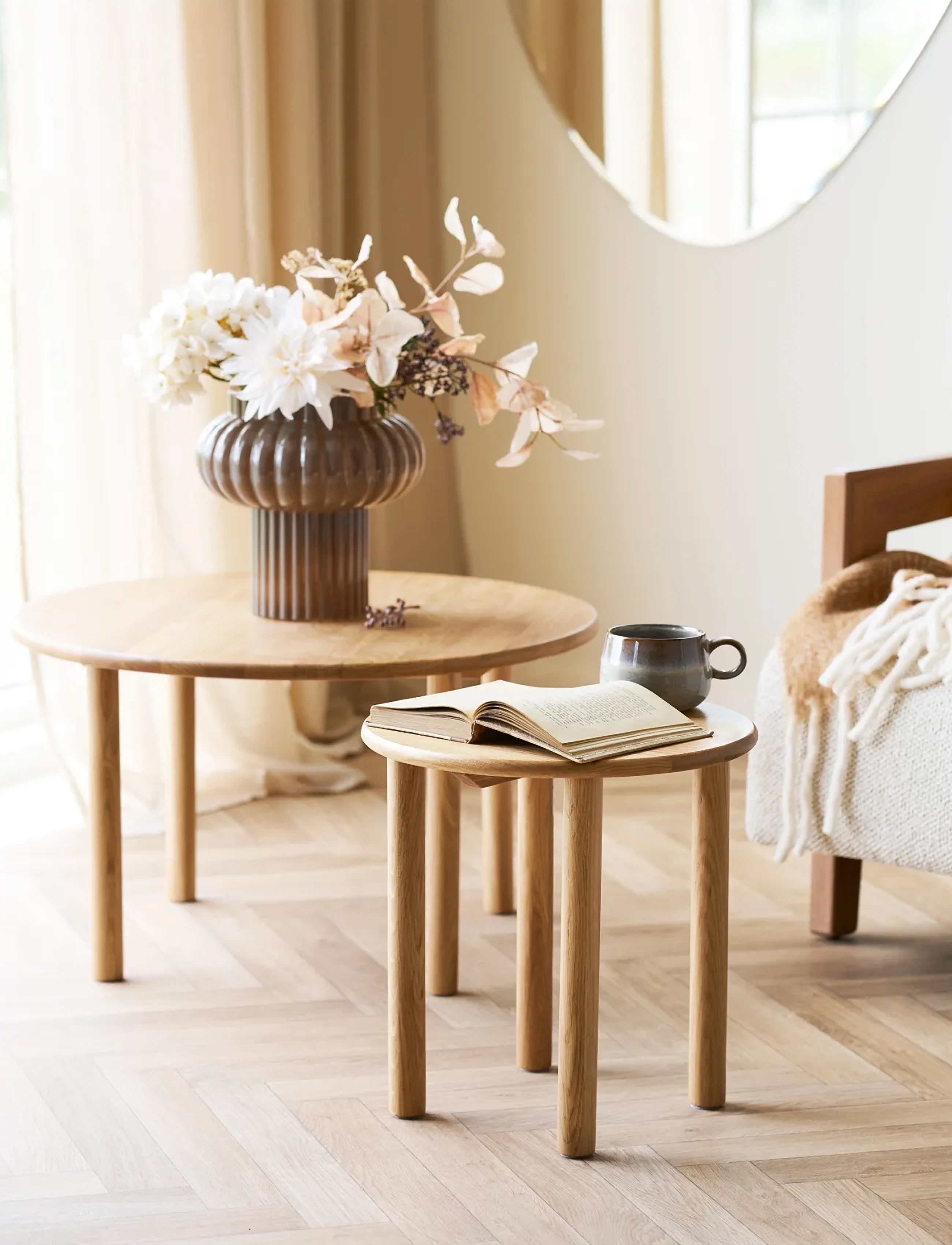 House Nordic Edda Side Table, Oak, Natural, Ø40X40Cm, 40X40X40 cm, Tables - Coffee Tables, Homeware