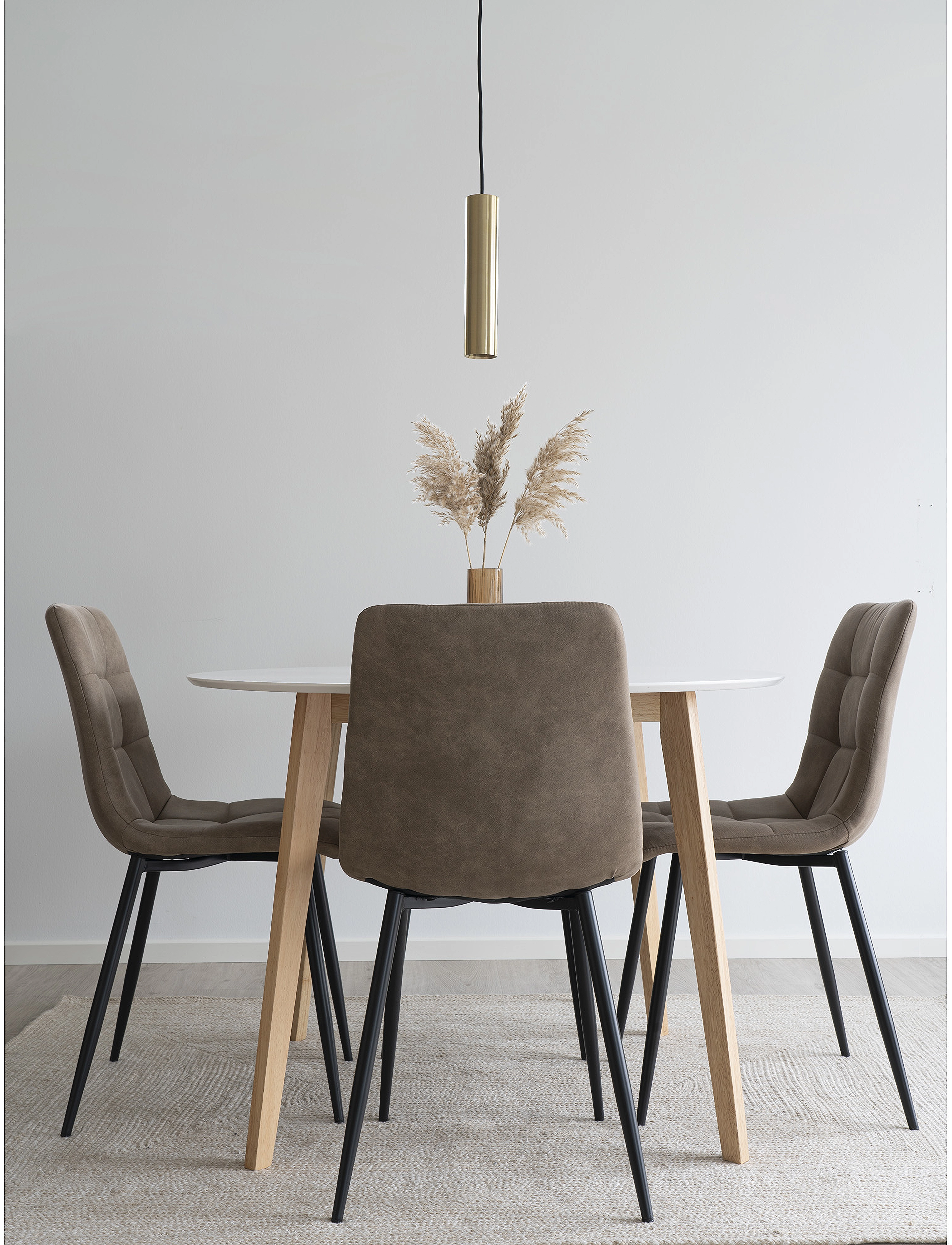 House Nordic Rune - Dining Table, White And Natural Ø105X75 cm, One Size, White, Borde > Spiseborde, Unisex