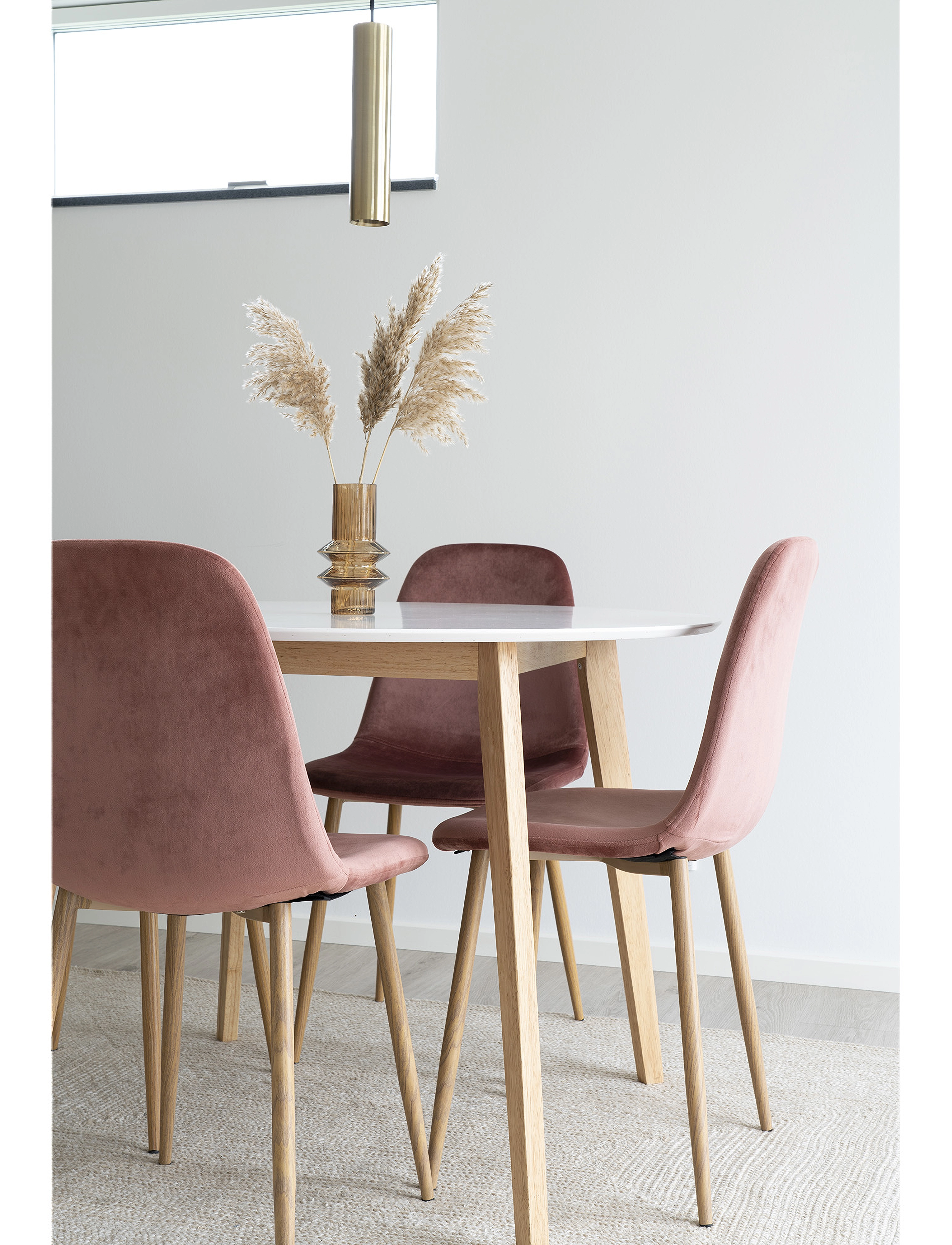 House Nordic - Rune - Dining table, white and natural ø105x75 cm - spiseborde - white - 4