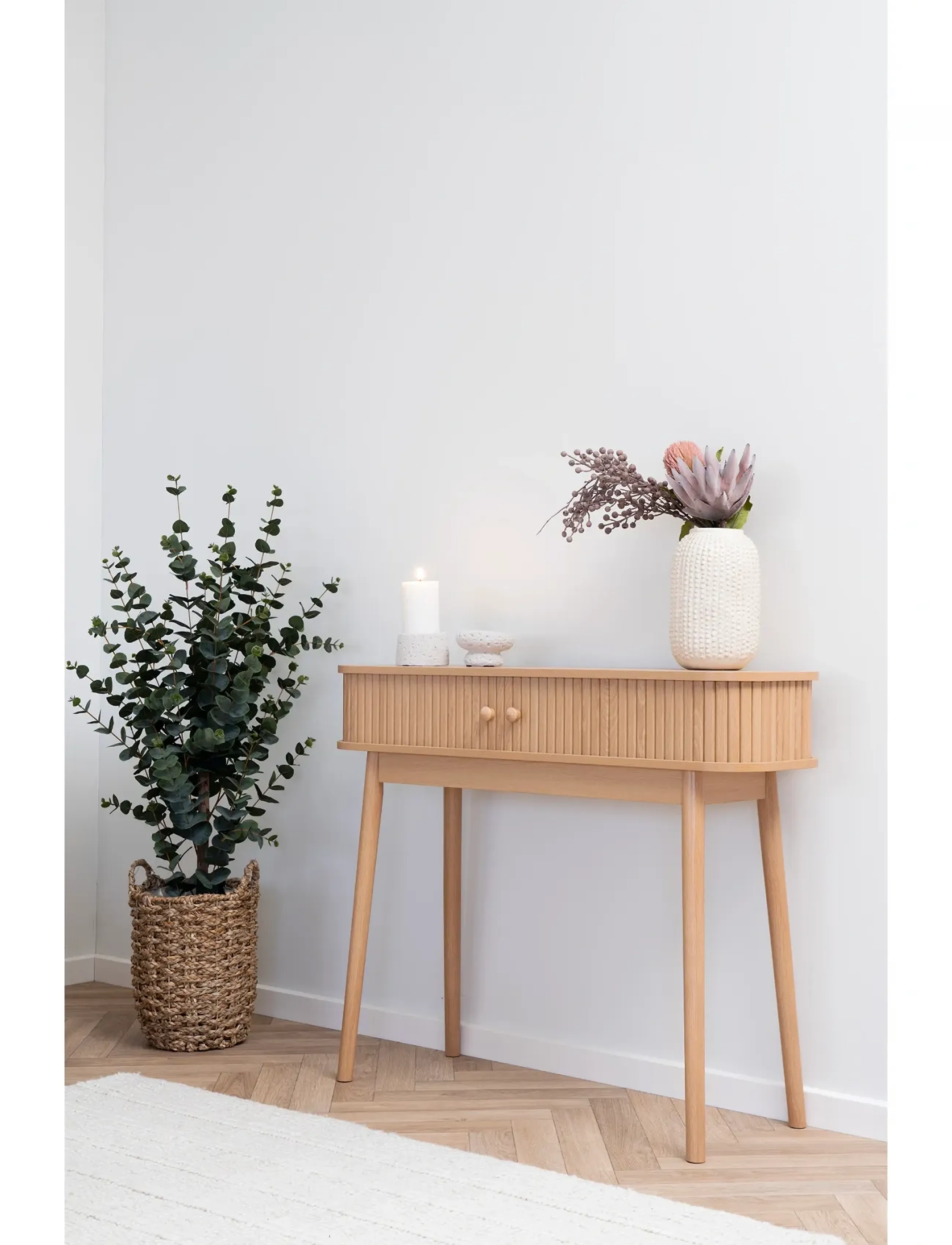 House Nordic Tokyo Console Table, 2 Doors, Natural, 100X30X80 Cm, 100X30XH80.5 cm, Tables - Side & Small Tables, Homeware