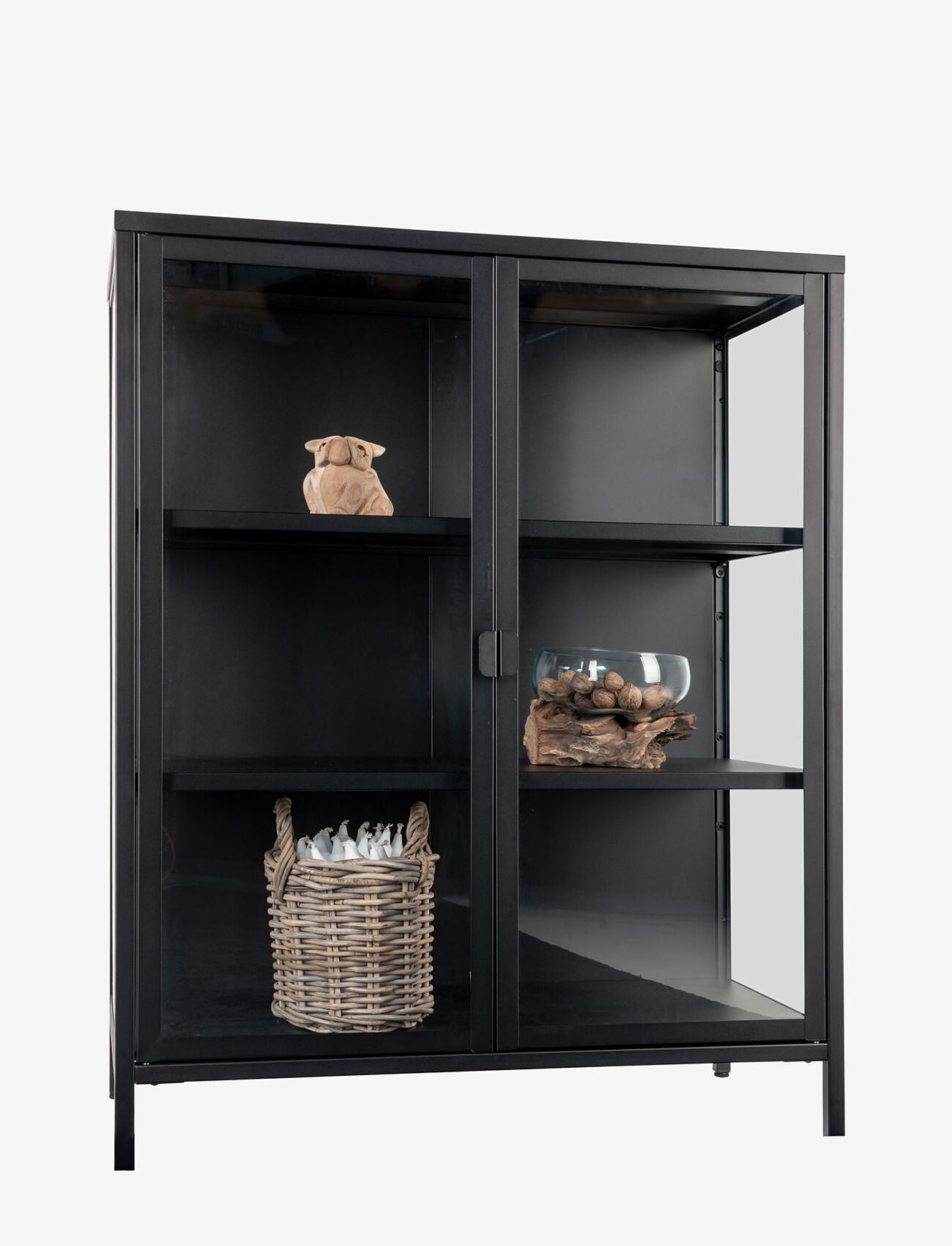 House Nordic - Rita - Display cabinet, 2 glass doors, steel, black 80x40x101 cm - skápar - black - 3