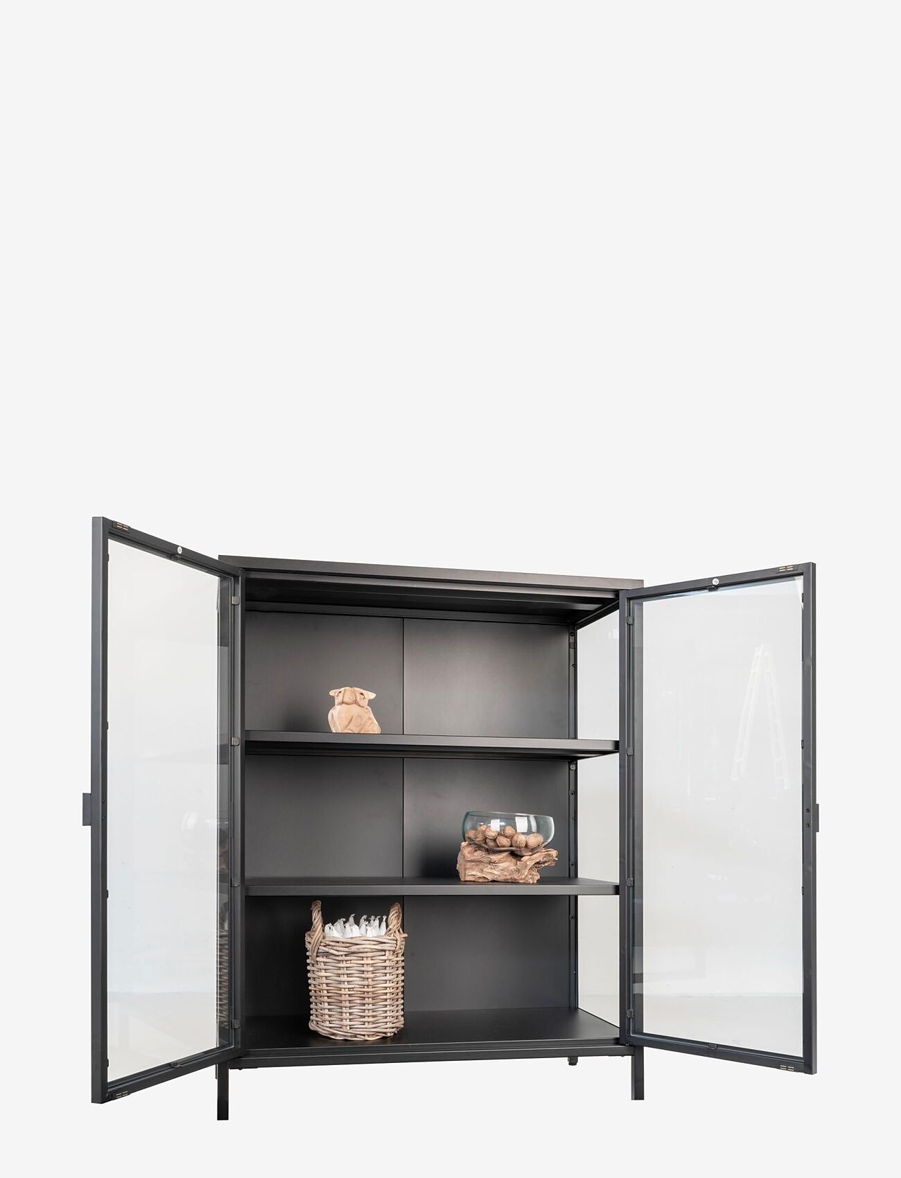 House Nordic - Rita - Display cabinet, 2 glass doors, steel, black 80x40x101 cm - skápar - black - 4