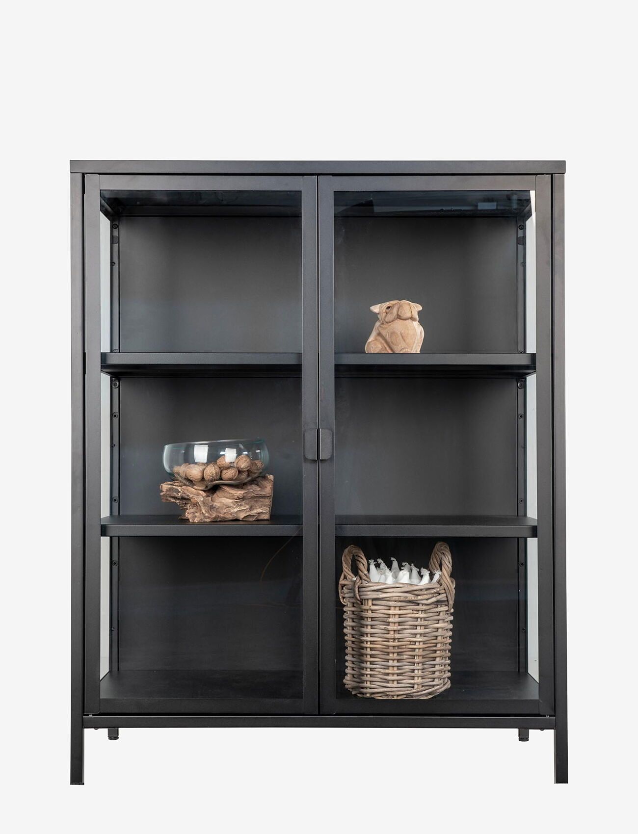 House Nordic - Rita - Display cabinet, 2 glass doors, steel, black 80x40x101 cm - skápar - black - 5