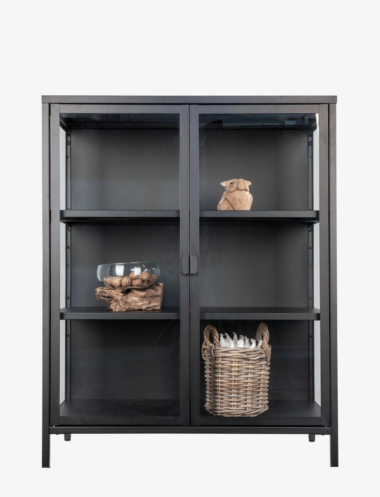 House Nordic - Rita - Display cabinet, 2 glass doors, steel, black 80x40x101 cm - skåp - black - 5