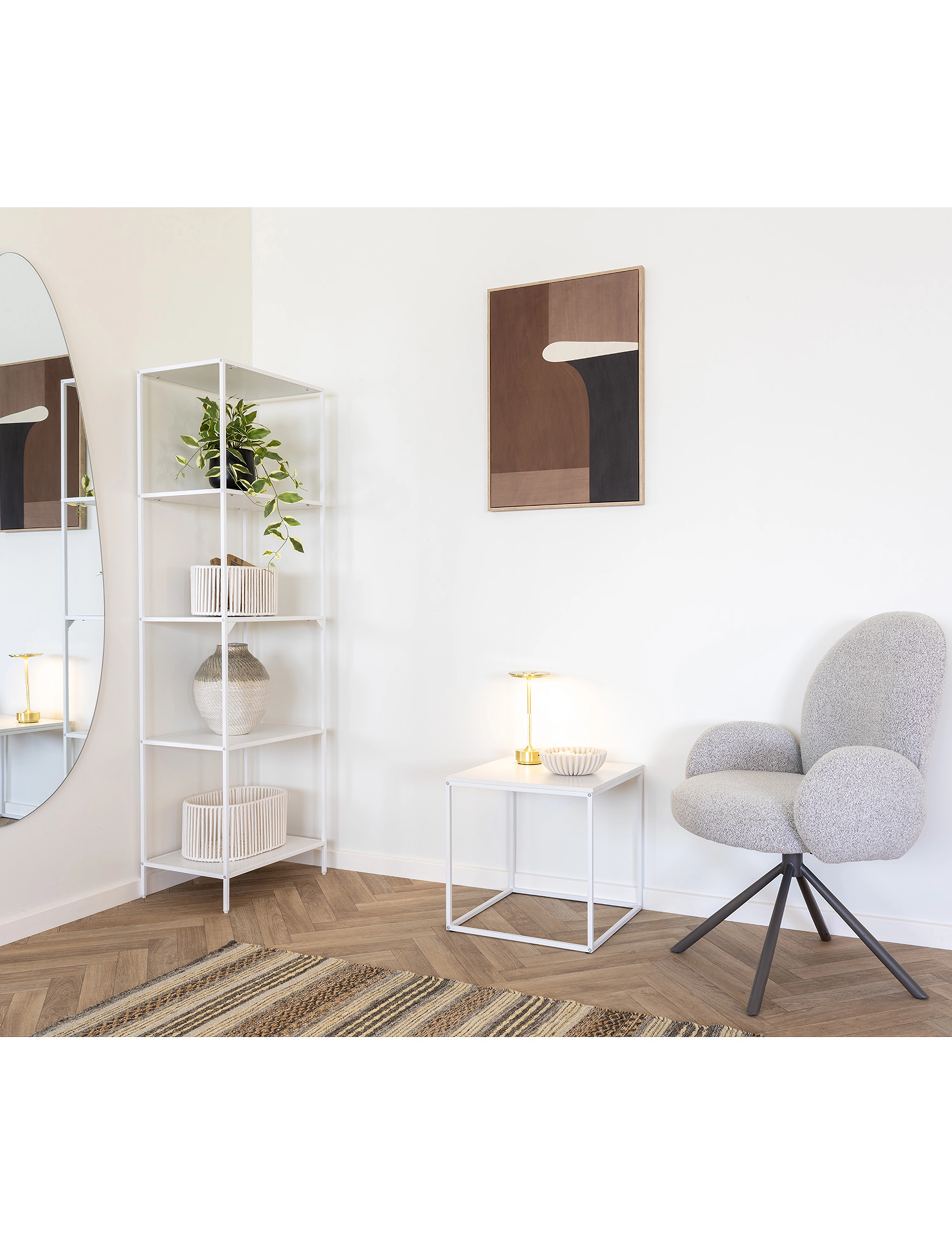 House Nordic Rasa - Shelf, 5 Shelves, White Frame 51X35X170 cm, One Size, White, Møbler > Hylder, Unisex