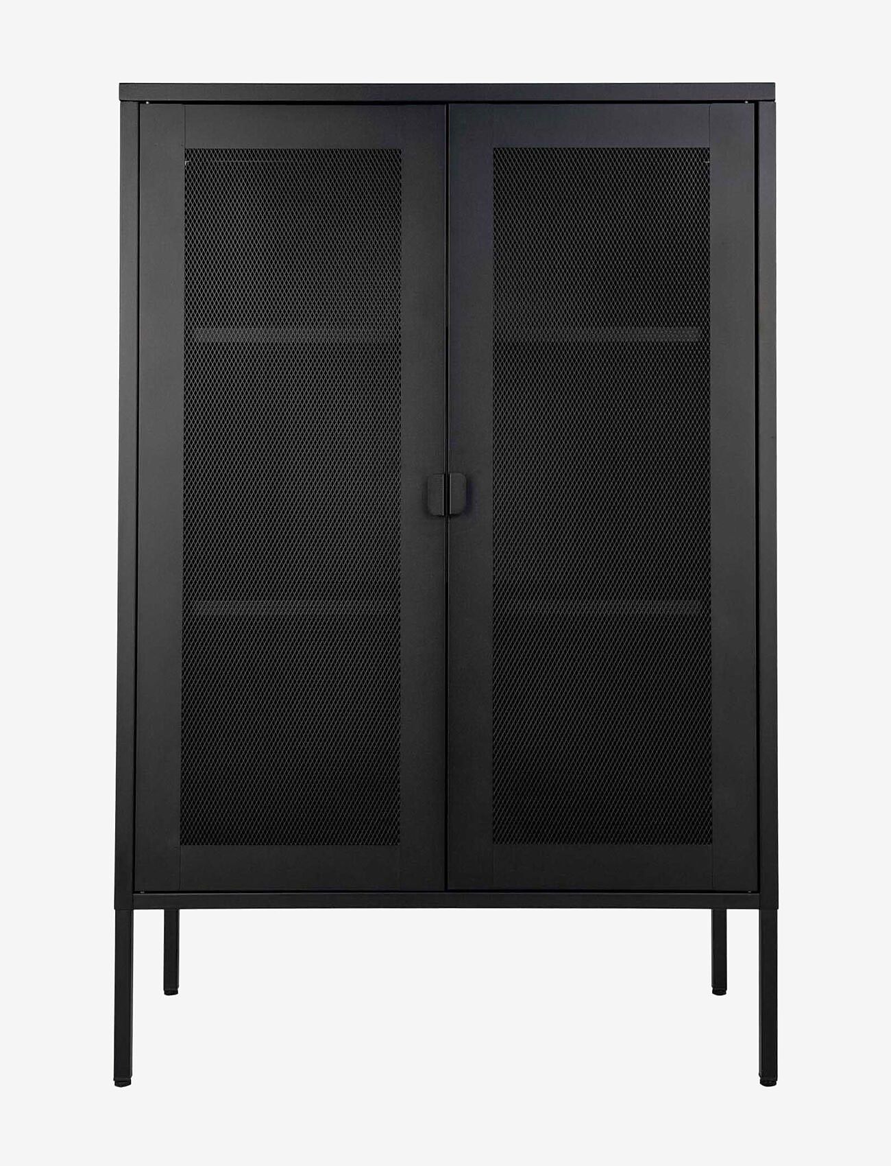 House Nordic - Fia - Display cabinet, black metal, 2 mesh doors 80x40x120 cm - skåp - black - 1