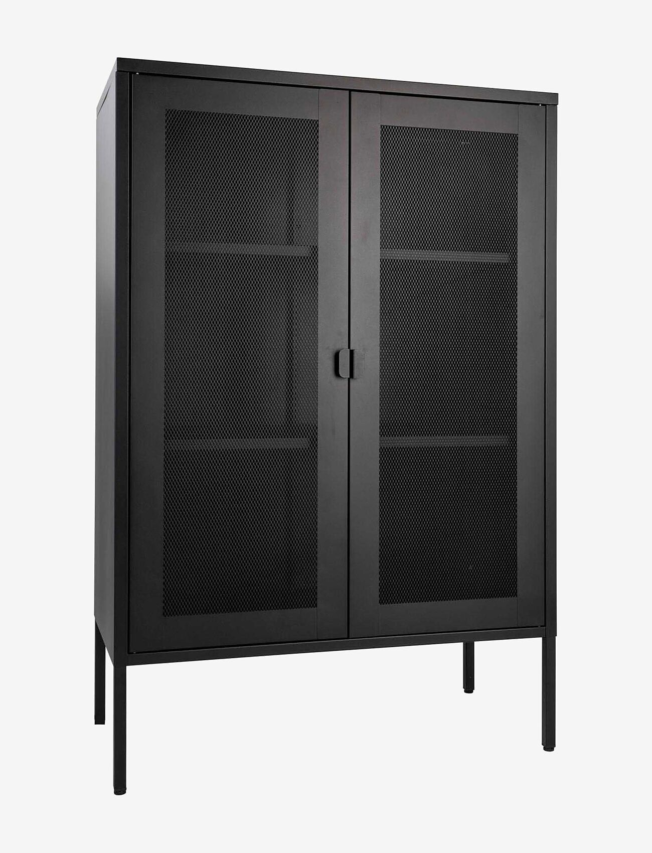 House Nordic - Fia - Display cabinet, black metal, 2 mesh doors 80x40x120 cm - skåp - black - 2