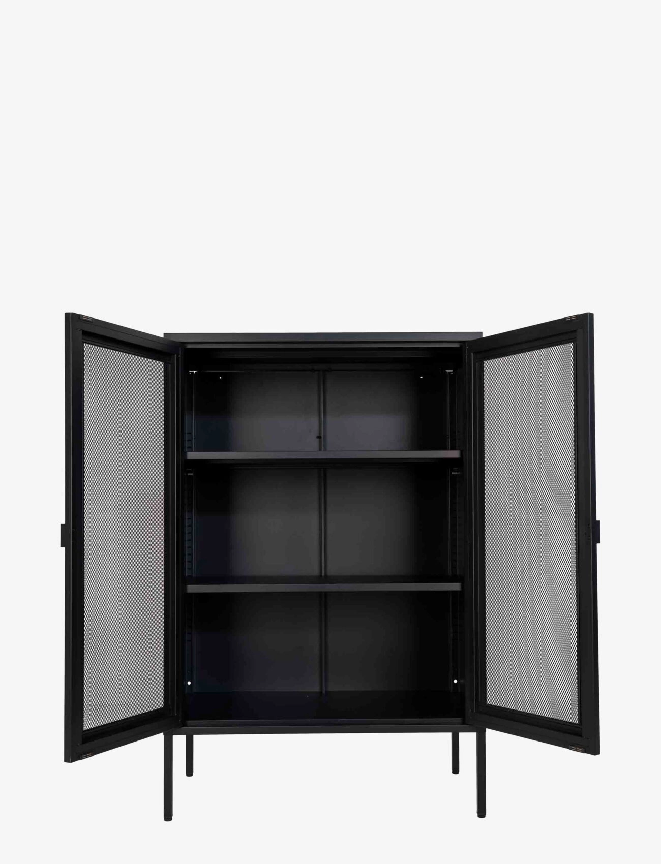 House Nordic - Fia - Display cabinet, black metal, 2 mesh doors 80x40x120 cm - skåp - black - 3