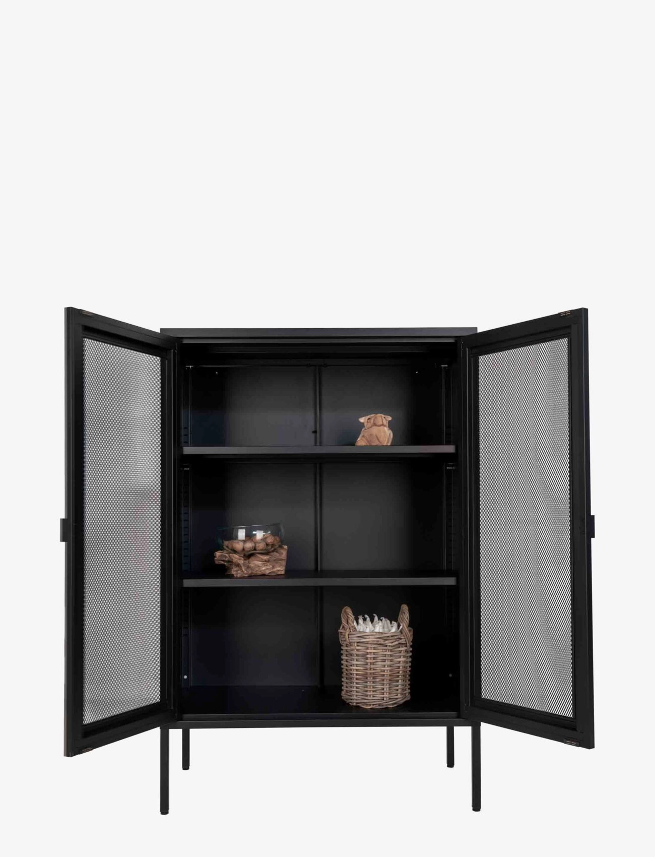 House Nordic - Fia - Display cabinet, black metal, 2 mesh doors 80x40x120 cm - skåp - black - 4