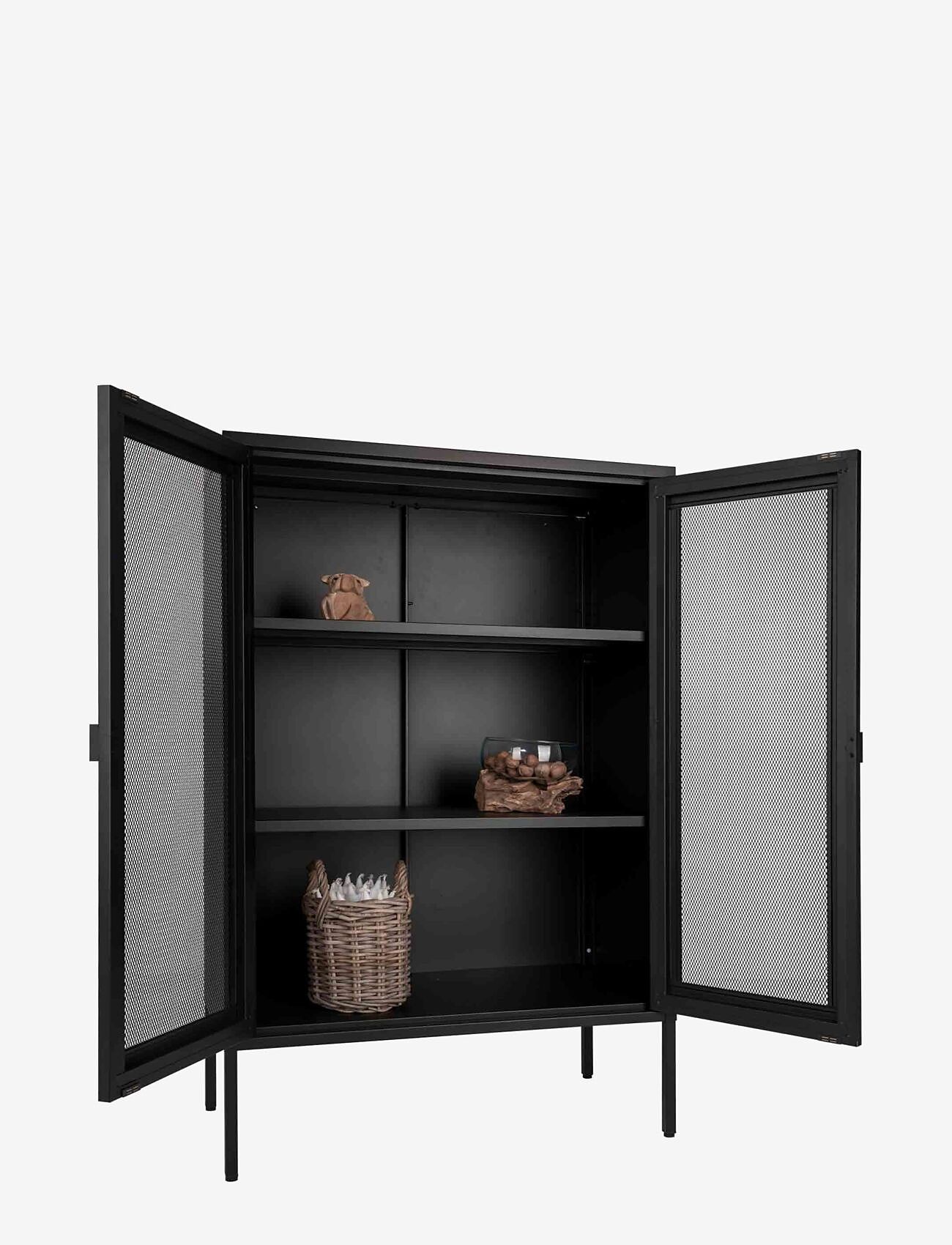 House Nordic - Fia - Display cabinet, black metal, 2 mesh doors 80x40x120 cm - skåp - black - 5