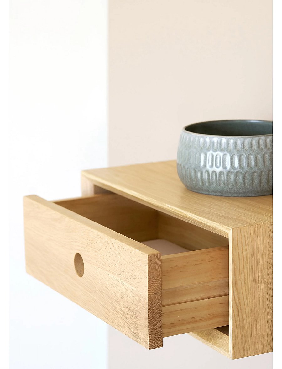 House Nordic - Lotte - Wallmounted chest, 1 drawer, lacquered oak, - kapid - oak - 0