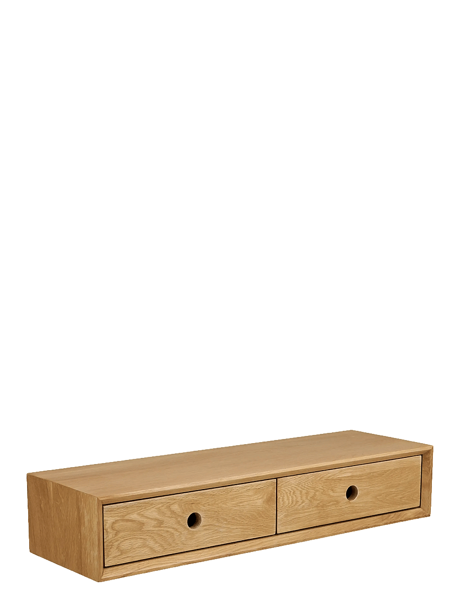 House Nordic - Lotte - Wallmounted chest, 2 drawers, lacquered oak - kapid - oak - 2