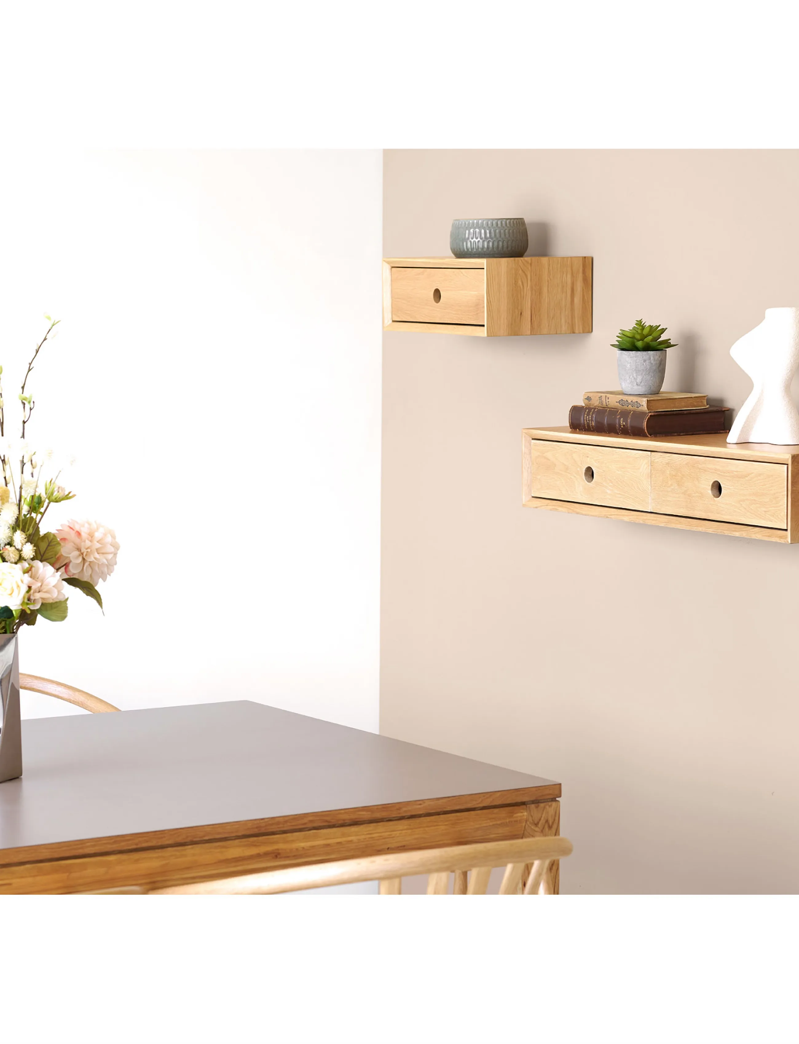House Nordic - Lotte - Wallmounted chest, 2 drawers, lacquered oak - schränke - oak - 3