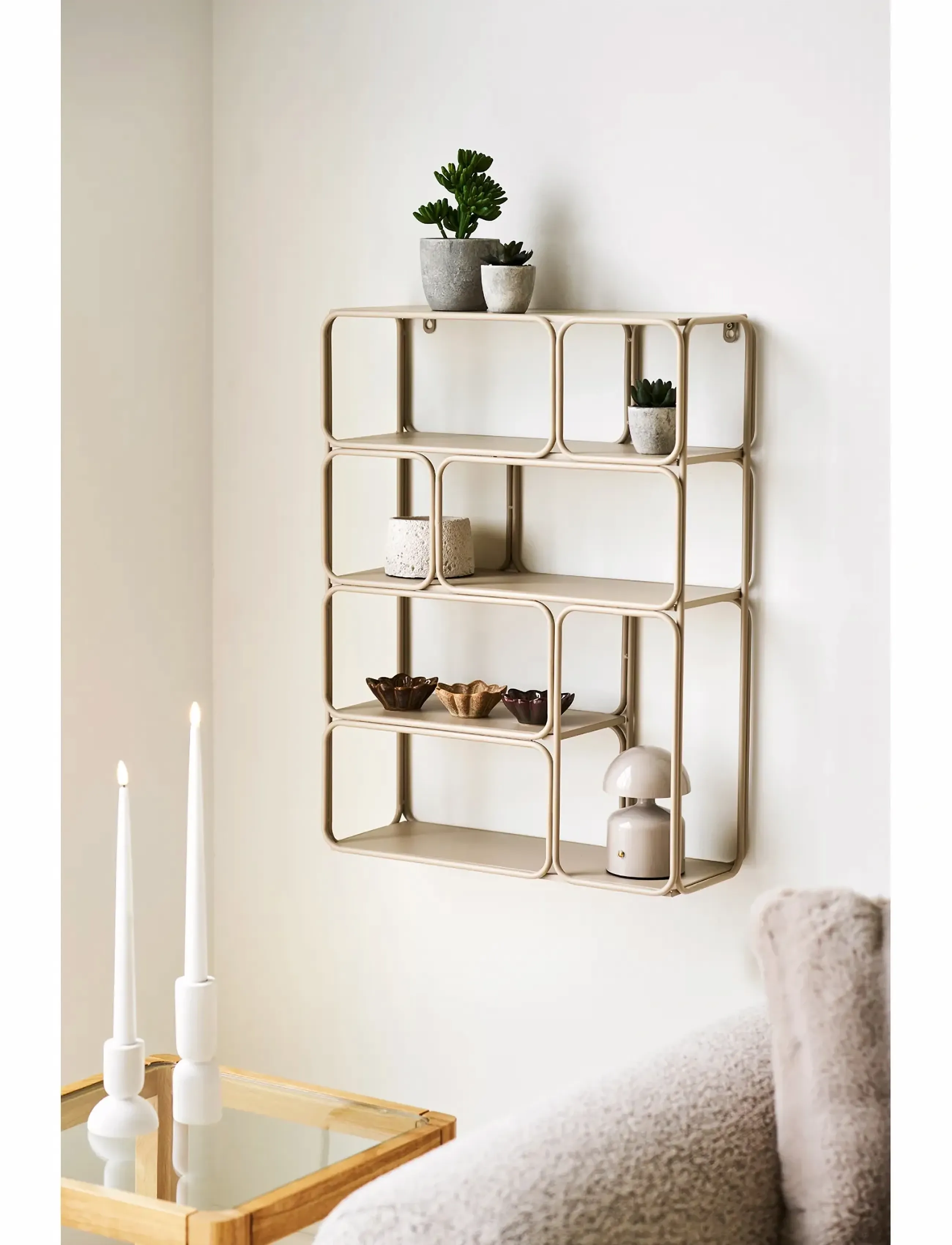 House Nordic Linde, 18X48X64 cm, Furniture, Beige - Shelves, Homeware