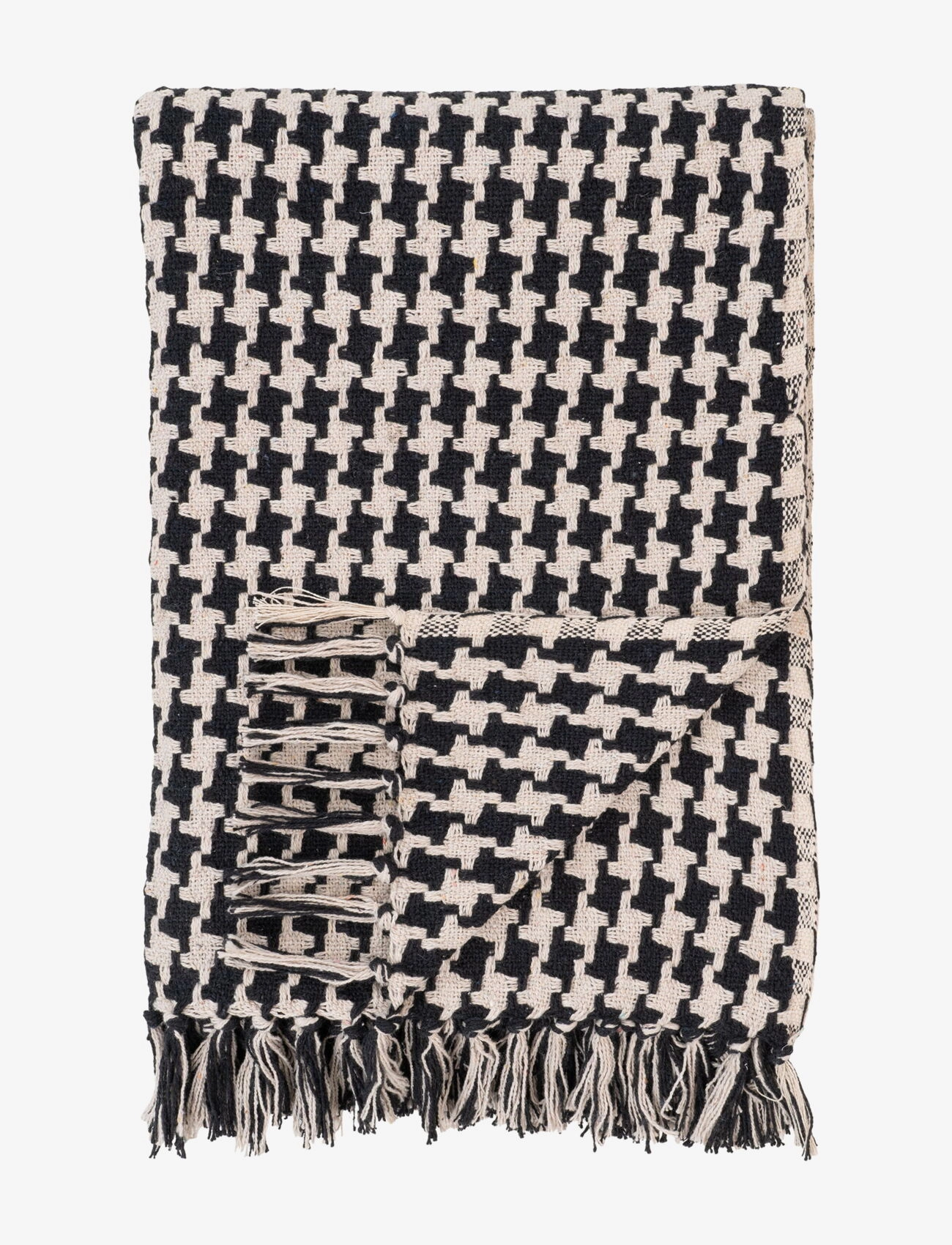 House Nordic Hilla Plaid, Black/Beige, 130X180 Cm, Tæppe og plaid, Sort, Str: 130X180CM