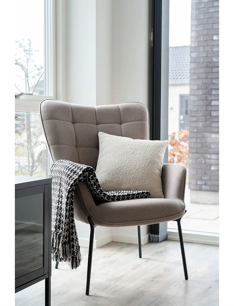 House Nordic - Hilla - Plaid, black/beige, 130x180 cm - couvertures - black / beige - 0