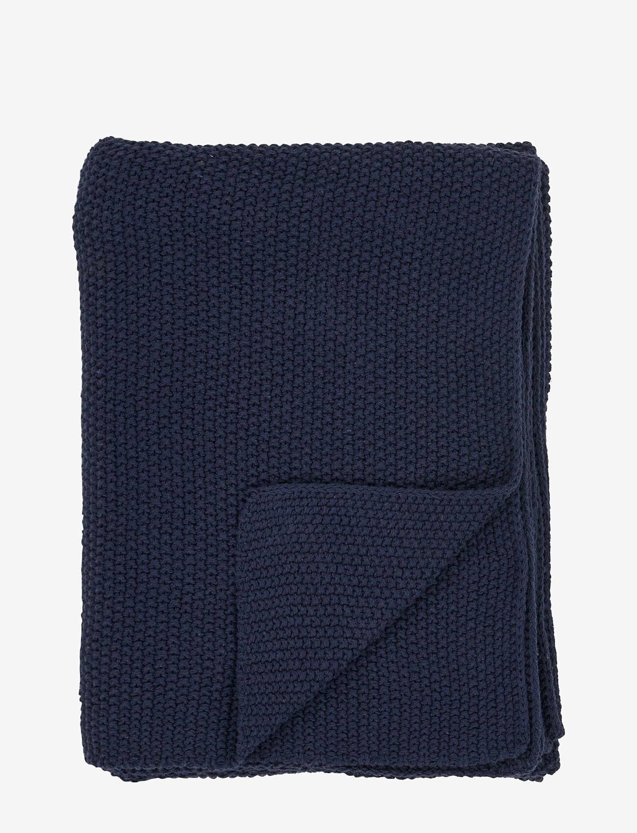 House Nordic - Sira - Blanket - Plaid, cotton, dark blue 130x170 cm - filtar & plädar - dark blue - 0