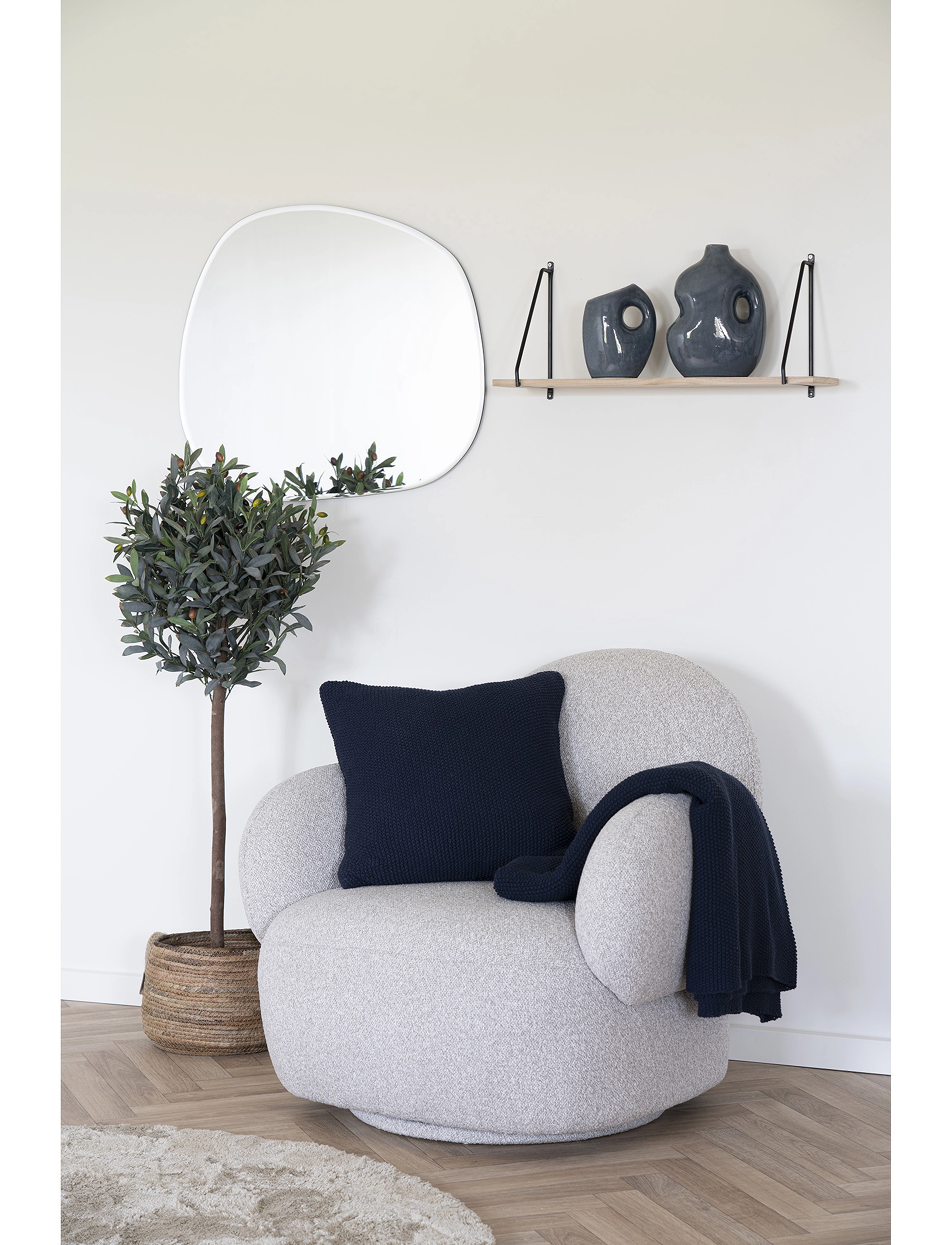 House Nordic Sira Blanket Plaid, Cotton, Dark Blue 130X170 Cm, cm, Cushions & Blankets, Blau - Blankets Throws, Homeware