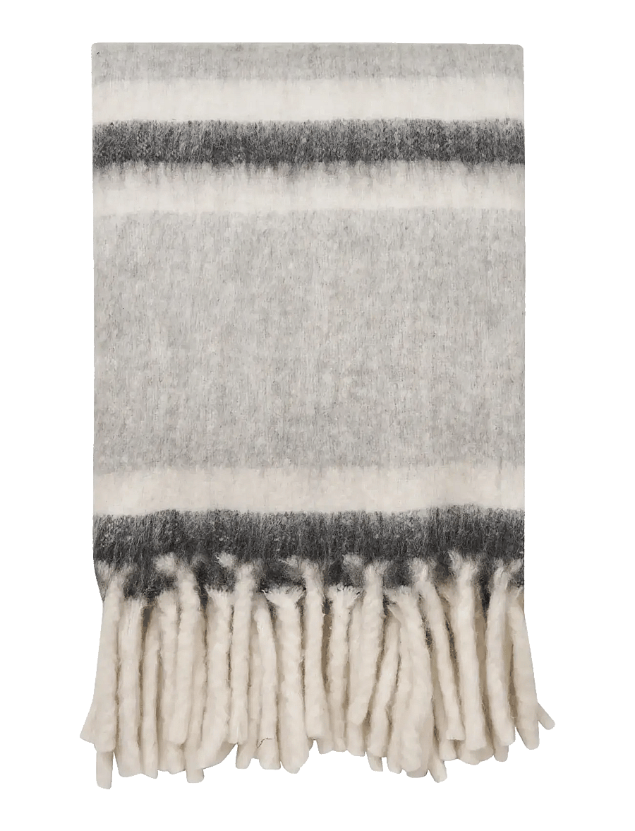 House Nordic - Jorun - Plaid, wool mix, grey/white, 130x170 cm - decken - grey / white - 1