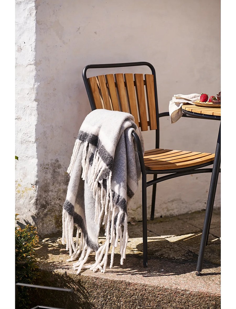 House Nordic - Jorun - Plaid, wool mix, grey/white, 130x170 cm - decken - grey / white - 0