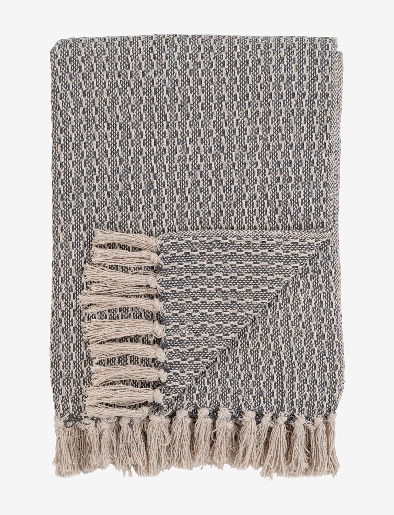 House Nordic - Lita - Blanket - Plaid, cotton, dark grey/white, 130x160 cm - filtar & plädar - grey - 0