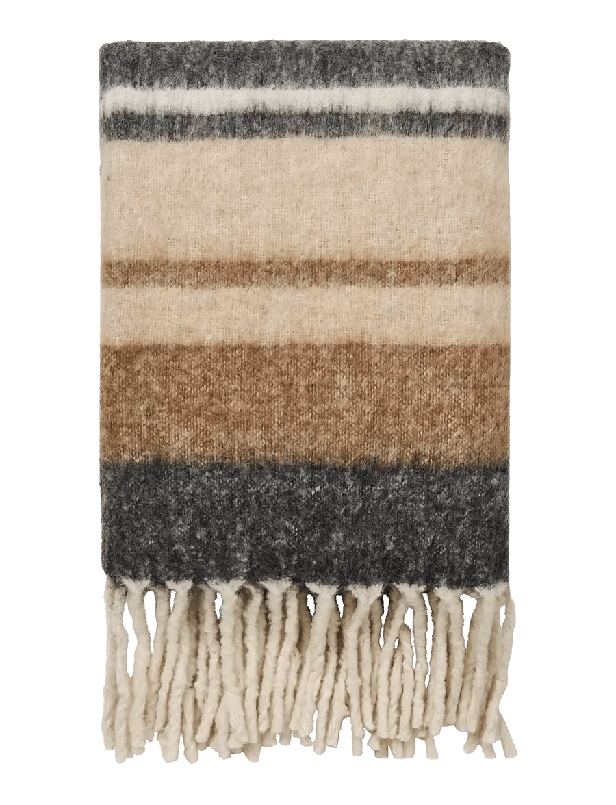 House Nordic - Jorun - Plaid, wool mix, black/brown, 130x170 cm - pleedid - multi colored - 1