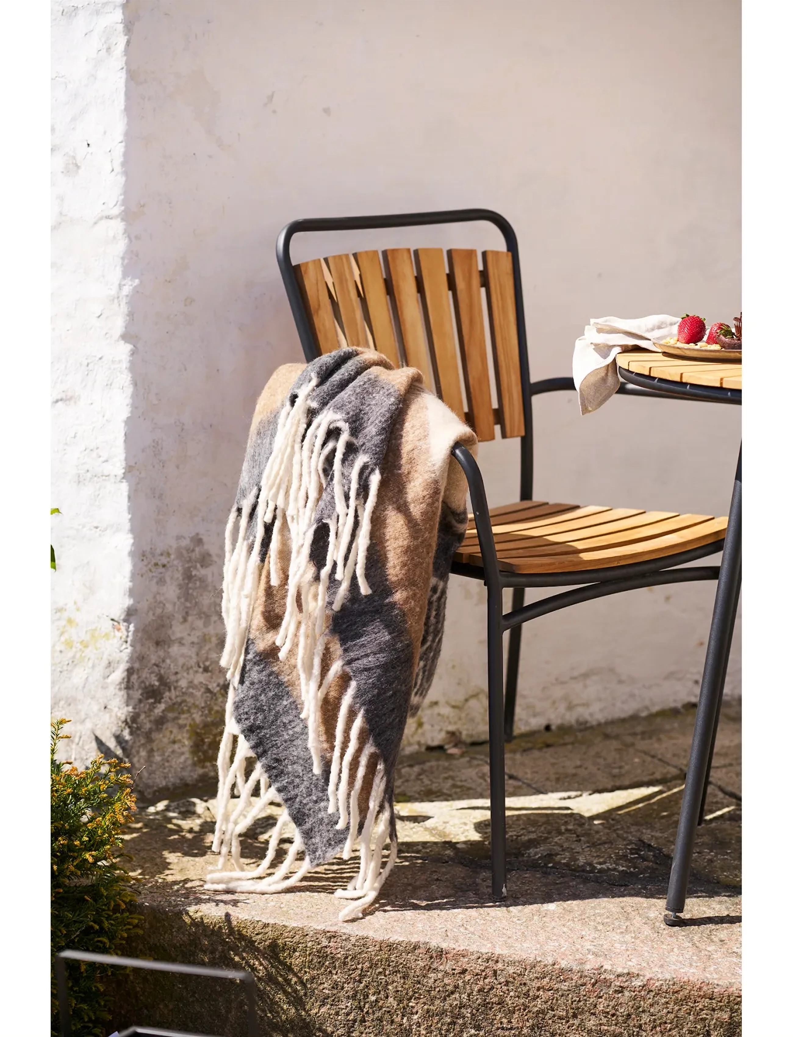 House Nordic Jorun Plaid, Wool Mix, Black/Brown, 130X170 Cm, 170X130 cm, Cushions & Blankets, Mehrfarbig/gemustert - Blankets Throws, Homeware