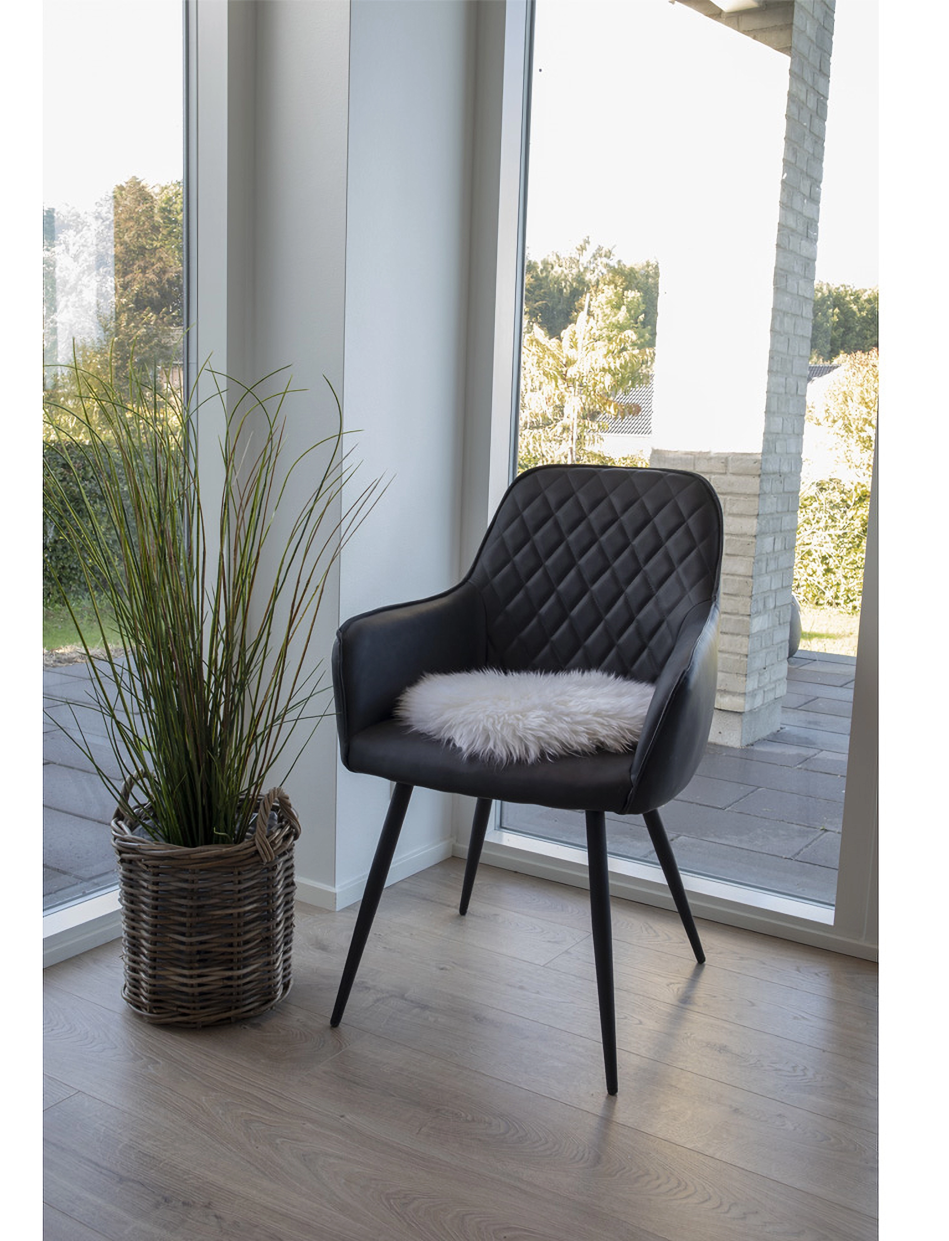 House Nordic Disa Lambskin Seat, Ivory, Real Lambskin, Ø35 Cm, 5X35X35 cm, Textiles, Creme - Seat Pads, Homeware