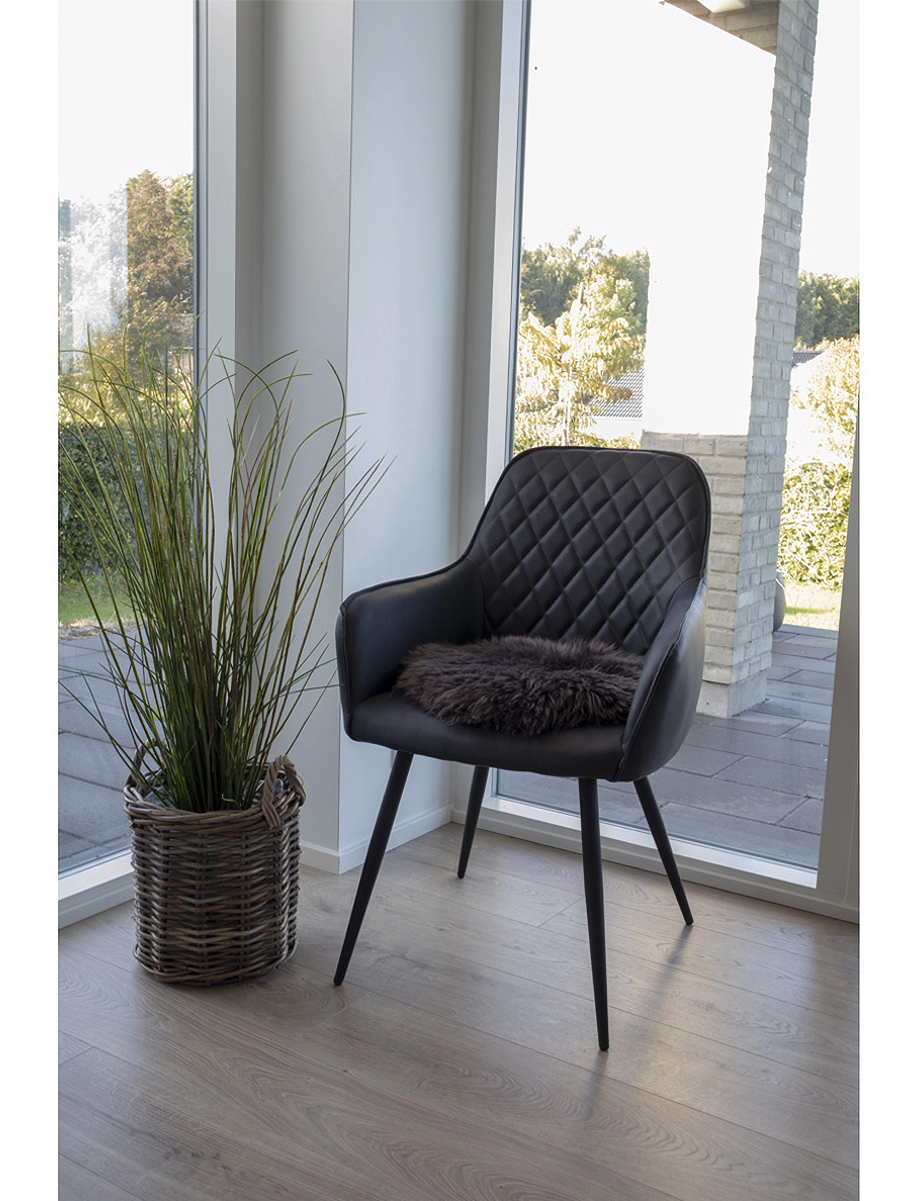 House Nordic Disa Lambskin Seat, Brown, Real Lambskin, Ø35 Cm, 5X35X35 cm, Textiles, Braun - Seat Pads, Homeware