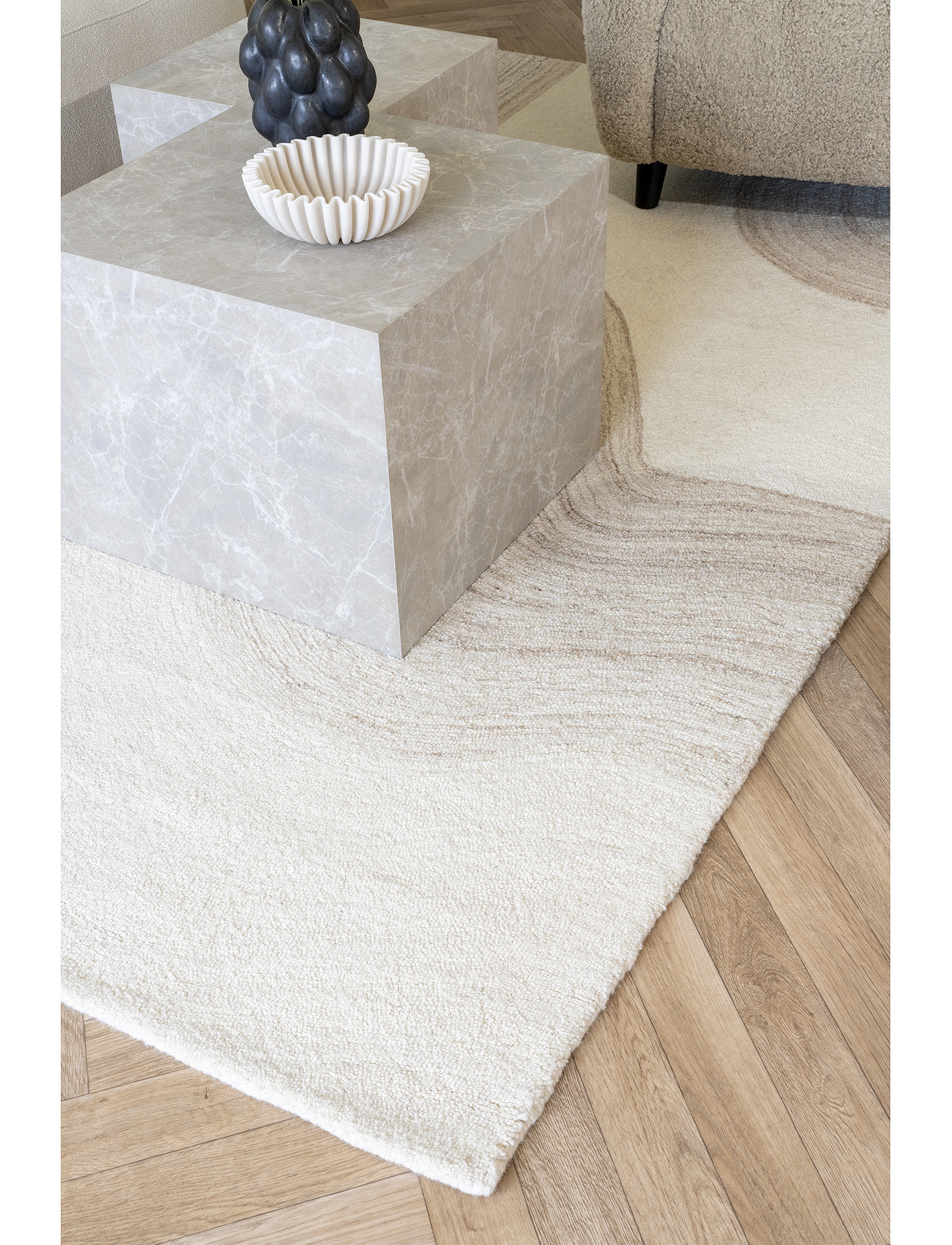 House Nordic - Trine - Rug, hand tufted, light brown/ivory 160x230 cm - light brown / ivory - 3