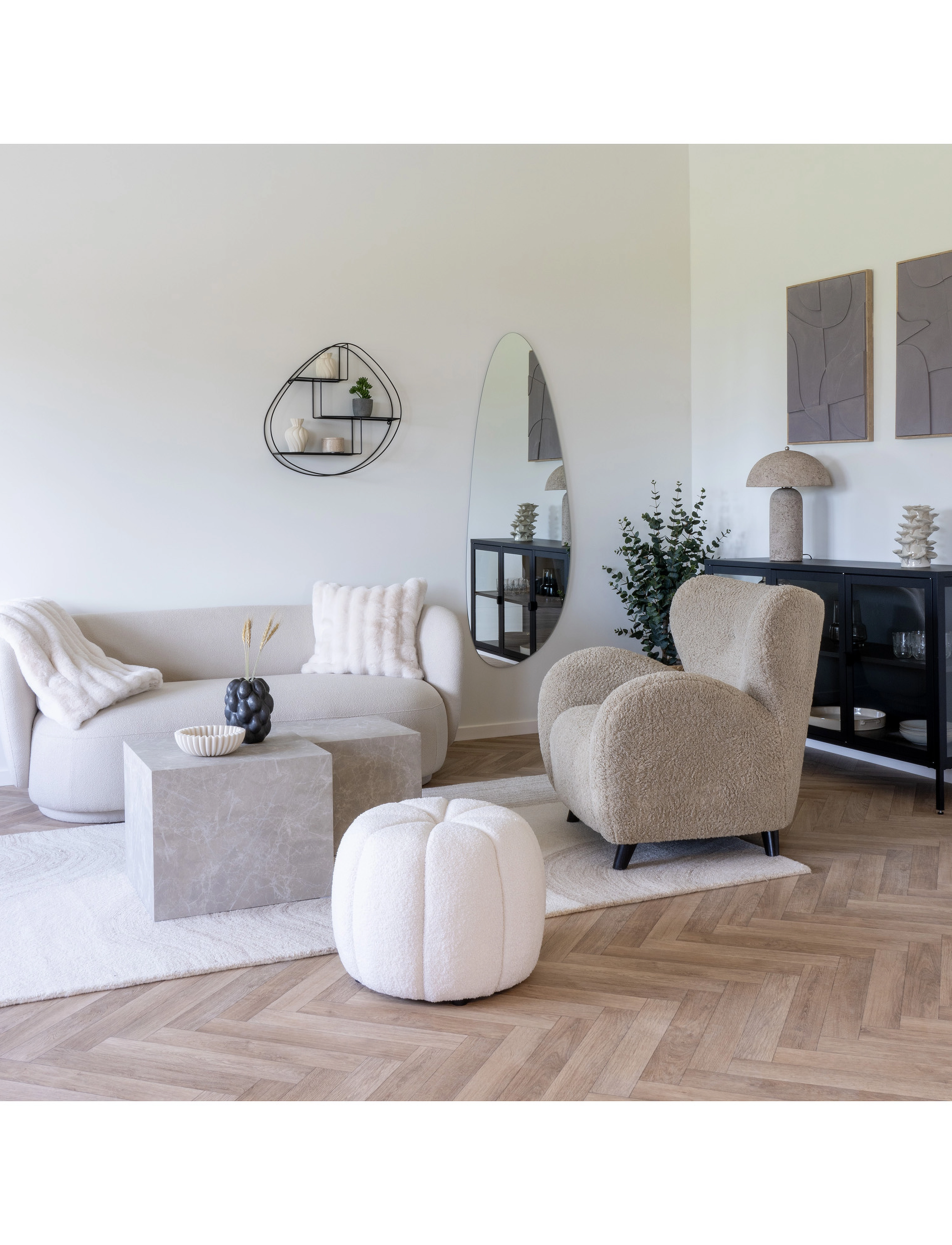 House Nordic - Trine - Rug, hand tufted, light brown/ivory 160x230 cm - light brown / ivory - 4