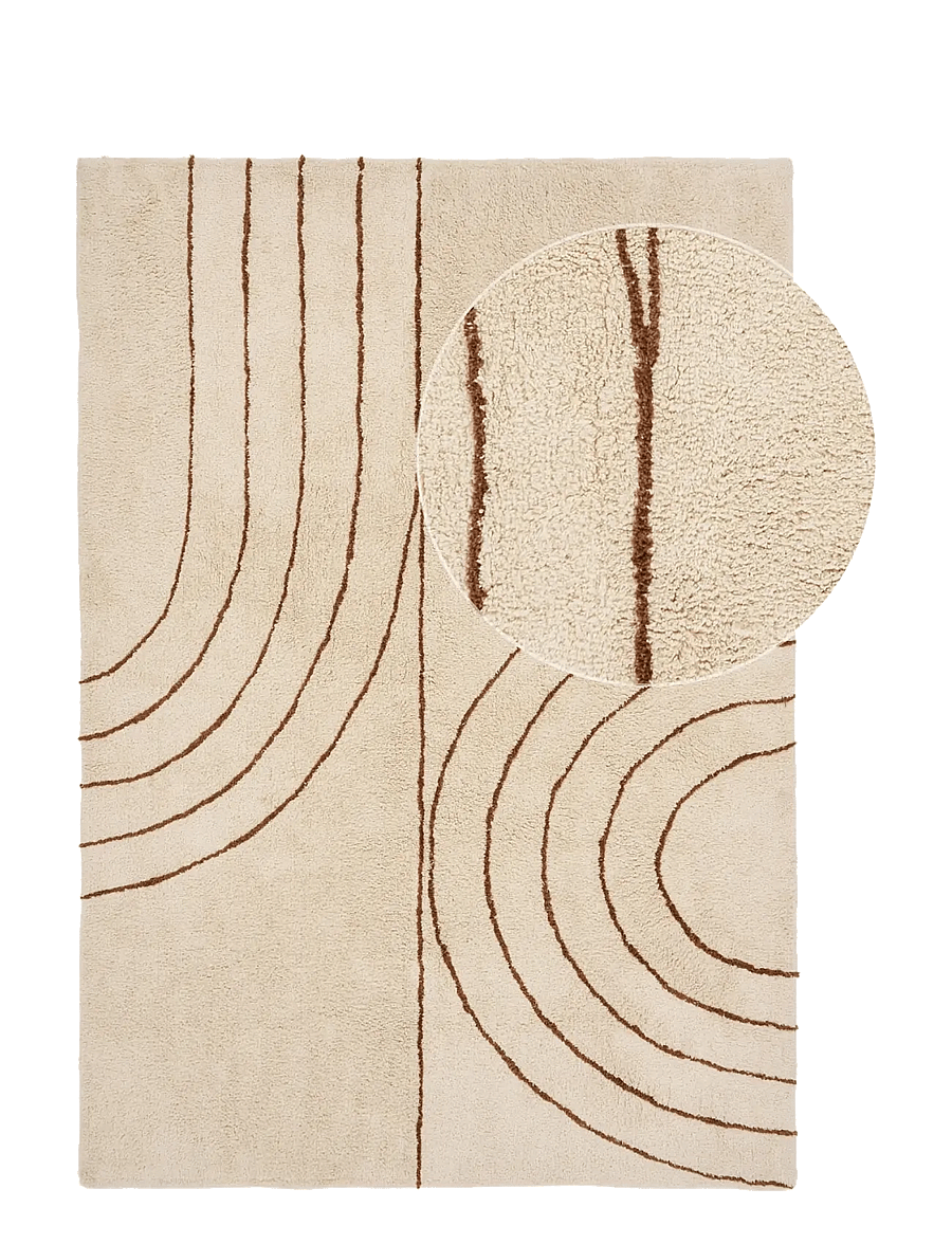 House Nordic - Kaja - Rug, cotton with print - kokvilnas paklāji un lupatu paklāji - beige - 2