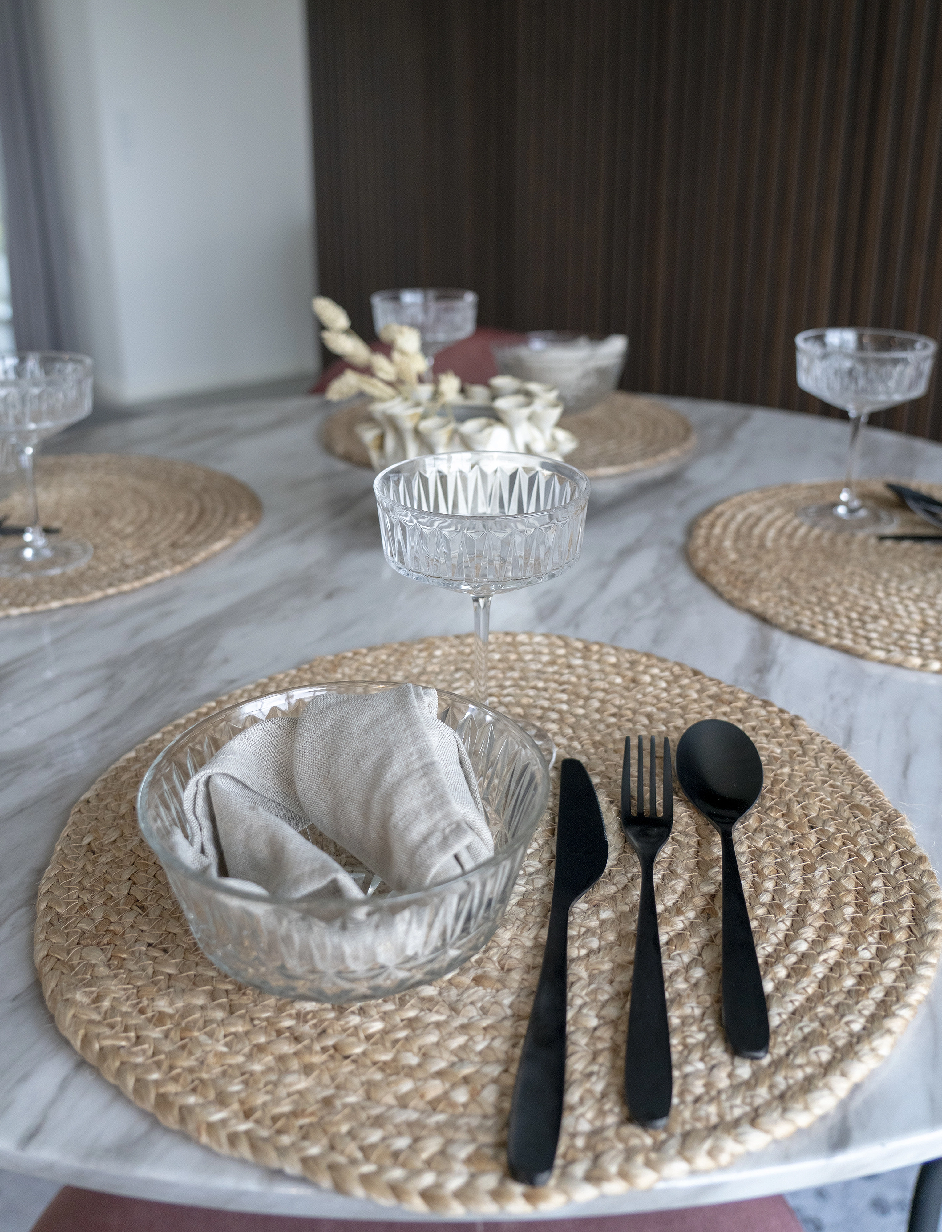 House Nordic - Rina - Placemat in braided jute, nature ø38 cm, set of 4 - dækkeservietter - natural - 4