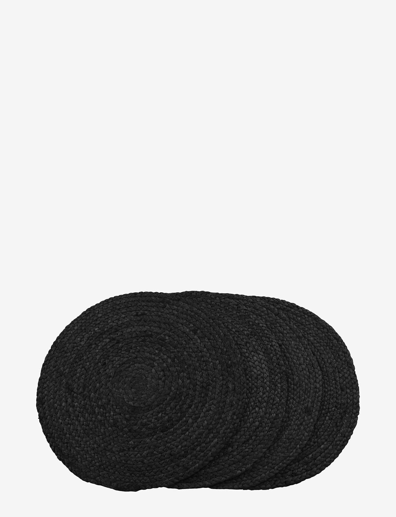 House Nordic - Rina - Placemat in braided jute, dark grey, ø38 cm, set of 4 - taldrikualused - dark grey - 0