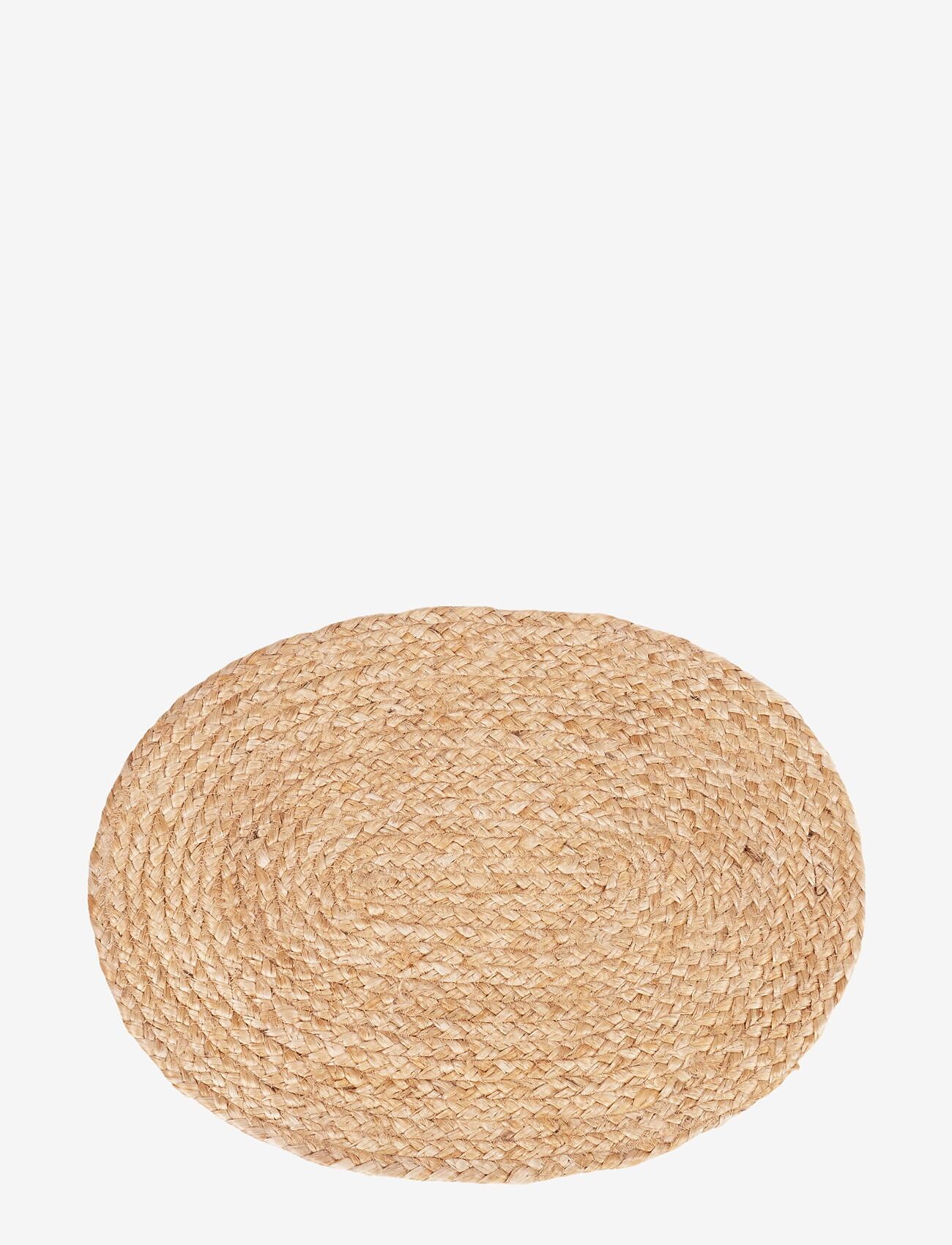 House Nordic - Rina - Placemat in braided jute, nature, oval 35x45 cm, set of 4 - placemats - natural - 2