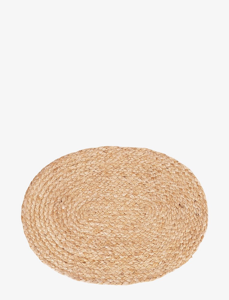 House Nordic - Rina - Placemat in braided jute, nature, oval 35x45 cm, set of 4 - platzdeckchen - natural - 2