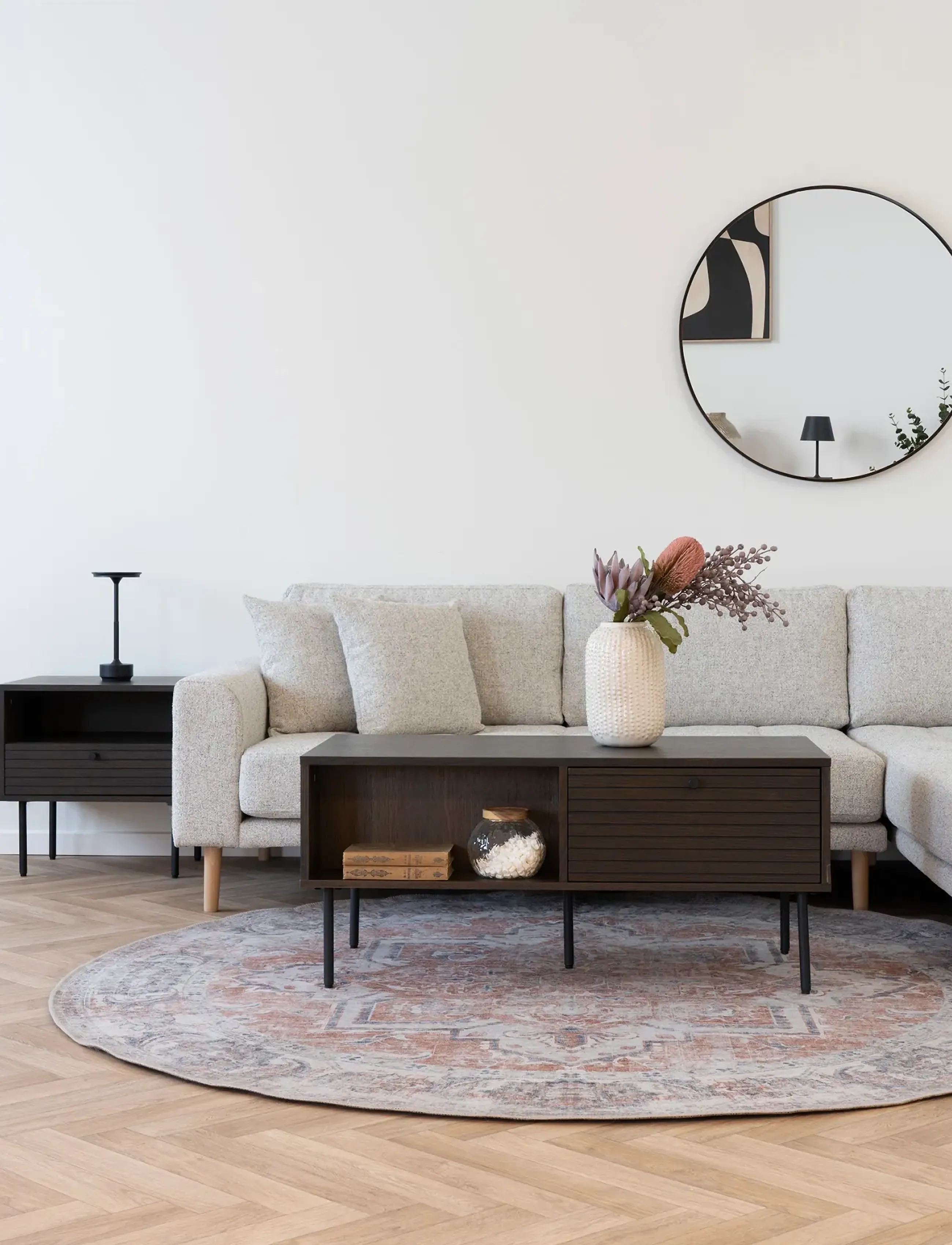 House Nordic Liva Mirror, Aluminium, Black, Ø80 Cm, 80X80X3 cm, Mirrors, Schwarz - Wall Homeware