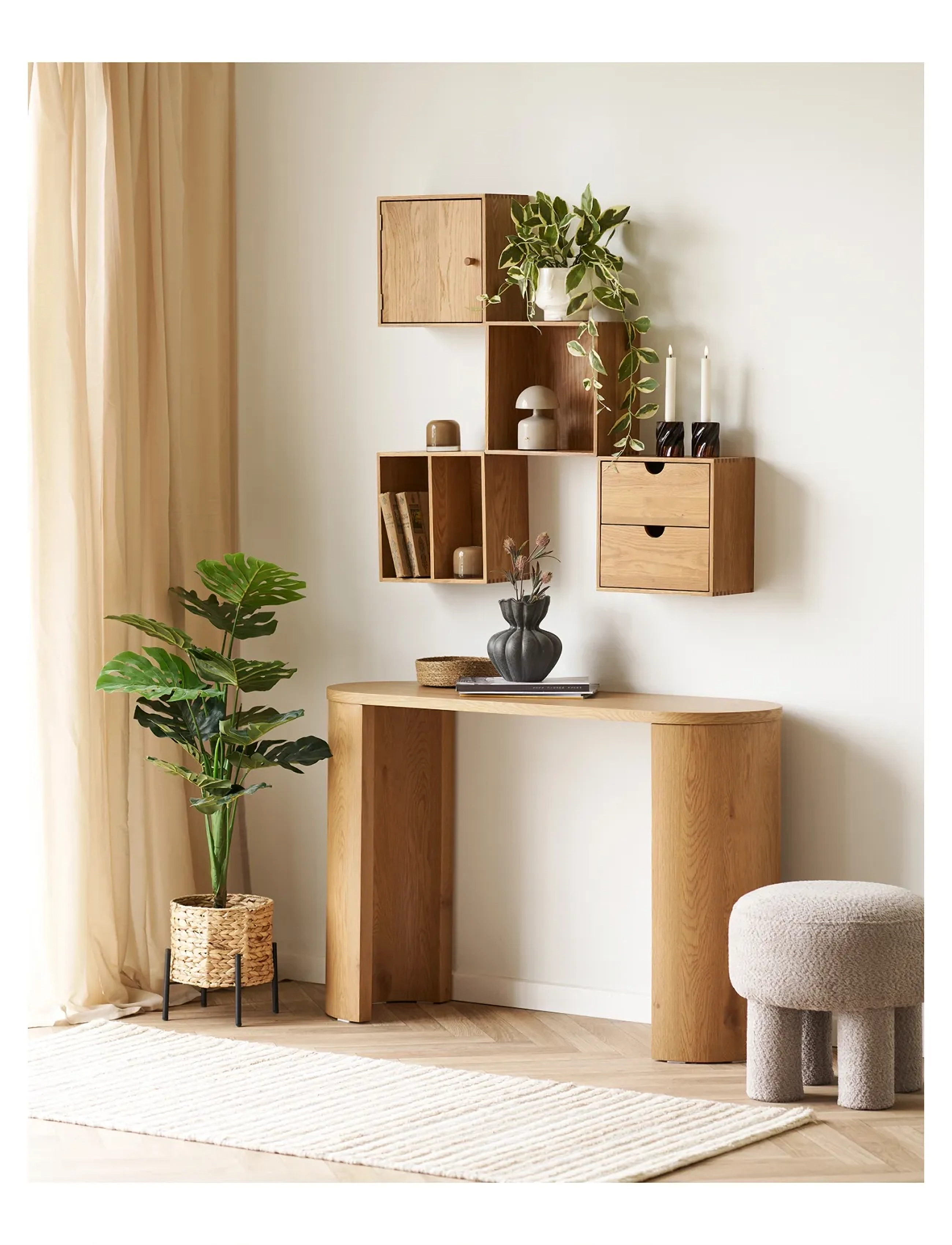 House Nordic - Nanna - Wall shelf with door, oak , 18x30x30 cm - hylder - natural - 5