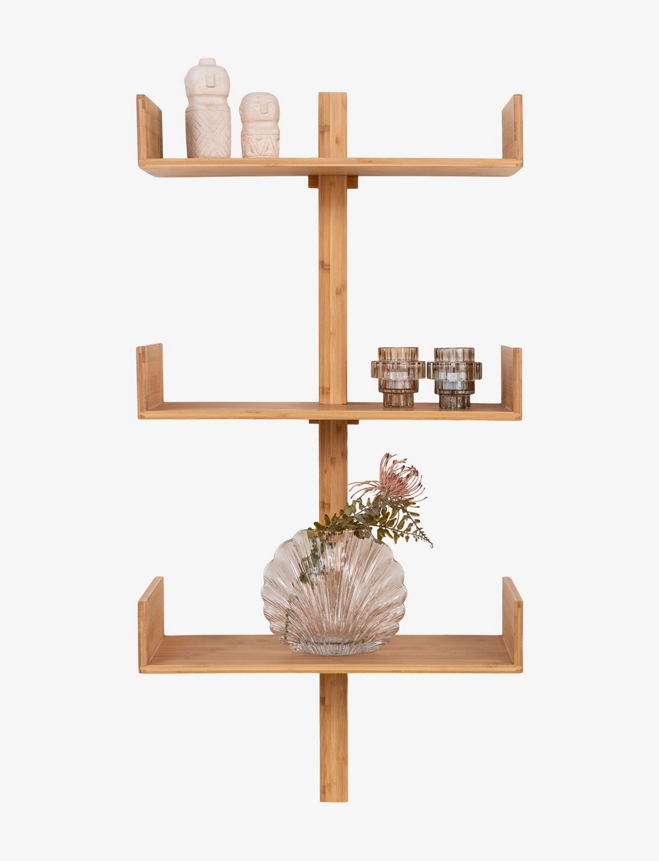 House Nordic - Mivi - Wall shelf, bamboo, natural 50x102 cm - geymsla og hillur - natural - 2