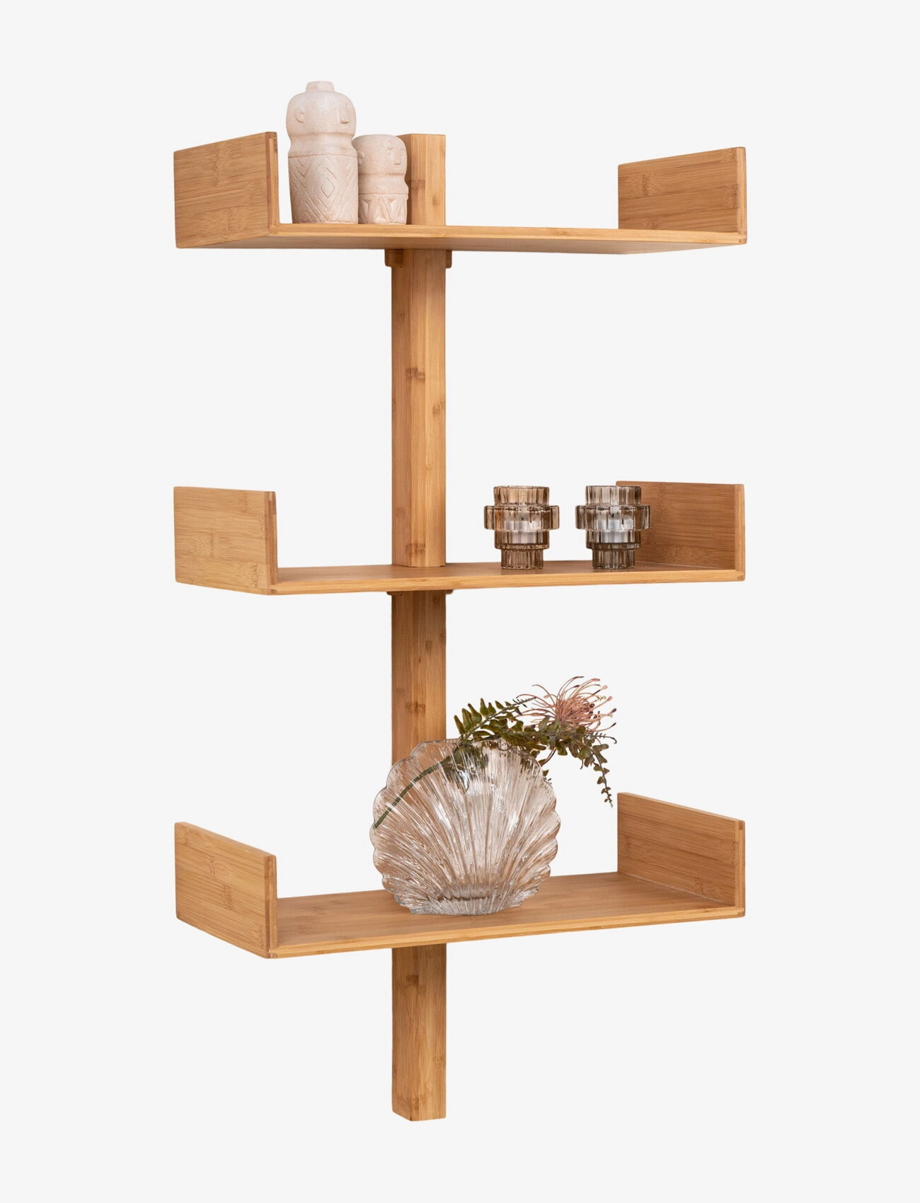 House Nordic - Mivi - Wall shelf, bamboo, natural 50x102 cm - geymsla og hillur - natural - 4