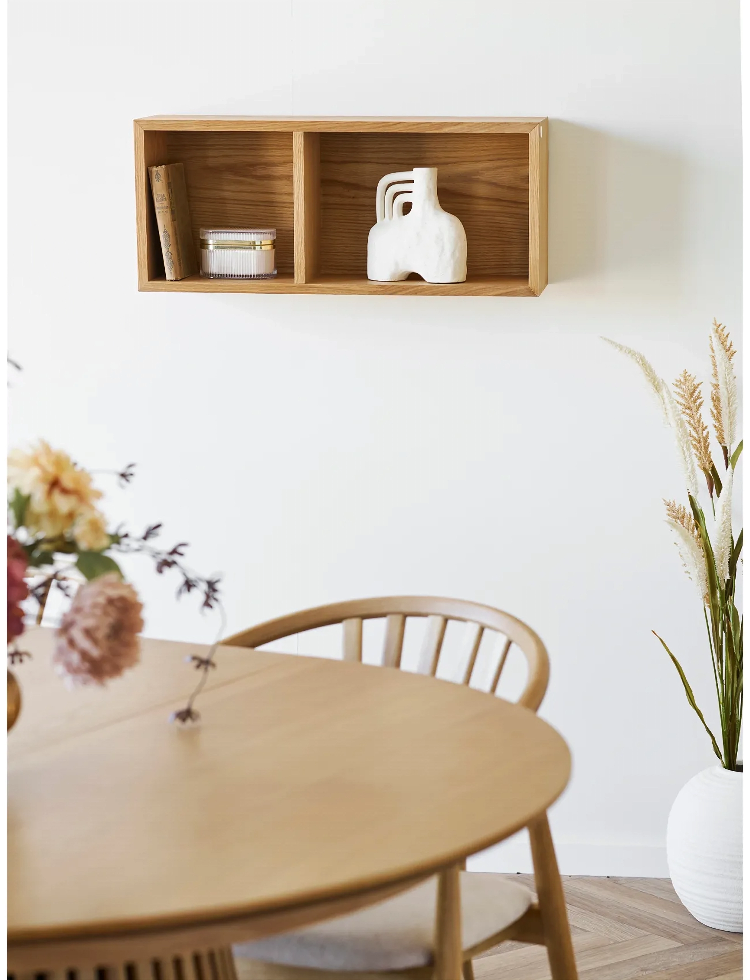 House Nordic Helle Wall Shelf, Oak Veneer, Natural, 71X20X30 Cm, cm, Furniture - Shelves, Homeware