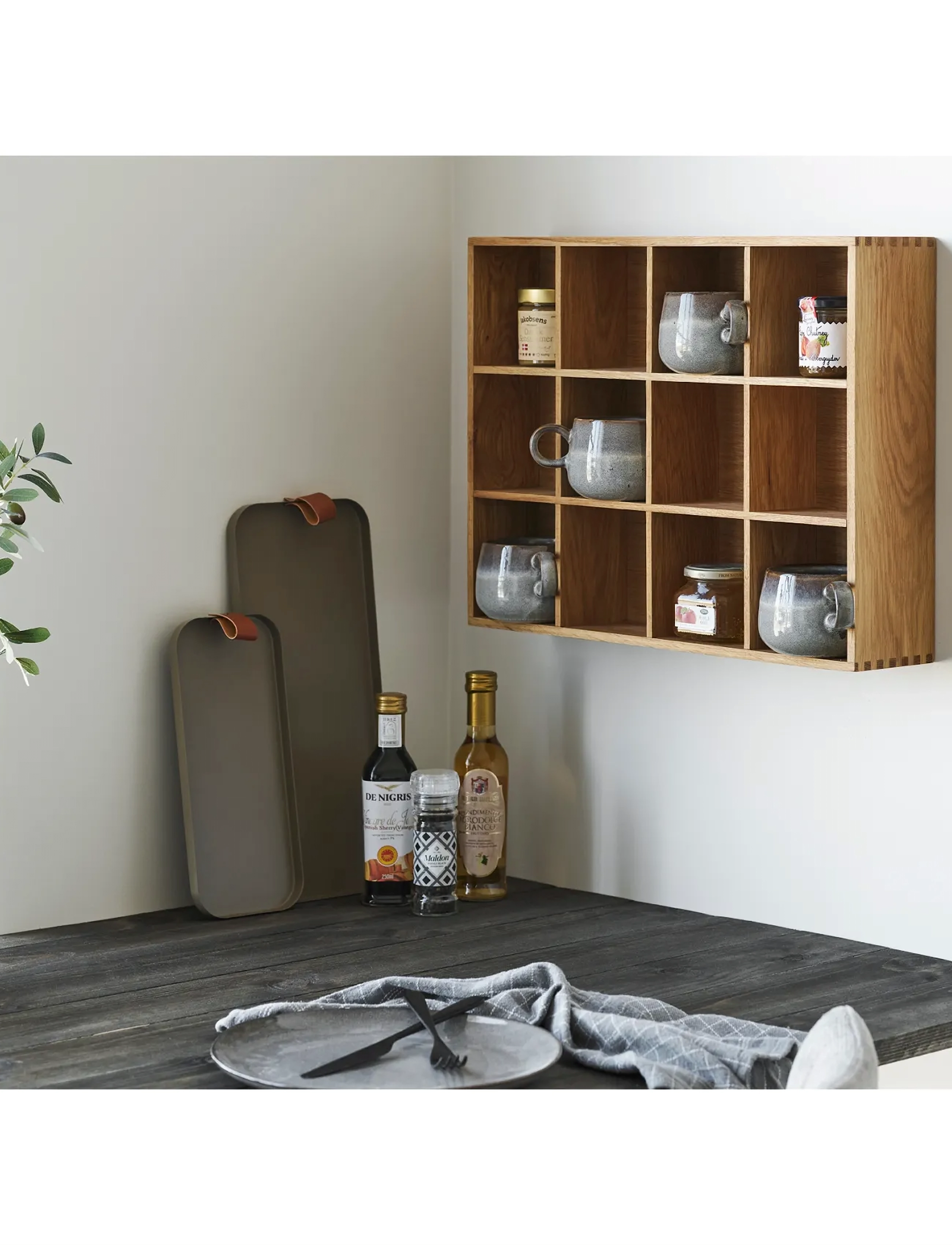 House Nordic Silja Wall Shelf, Oak Wood/Oak Veneer, Natural, 39X11X51 Cm, cm, Furniture - Shelves, Homeware