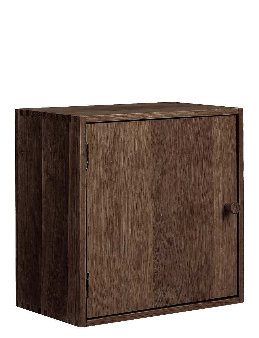 House Nordic - Nanna - Wall shelf with door, oak - minikarbid - dark brown - 1