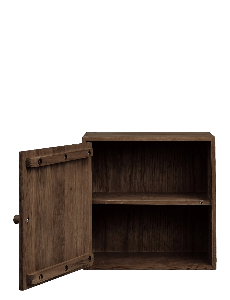 House Nordic - Nanna - Wall shelf with door, oak - minikarbid - dark brown - 3