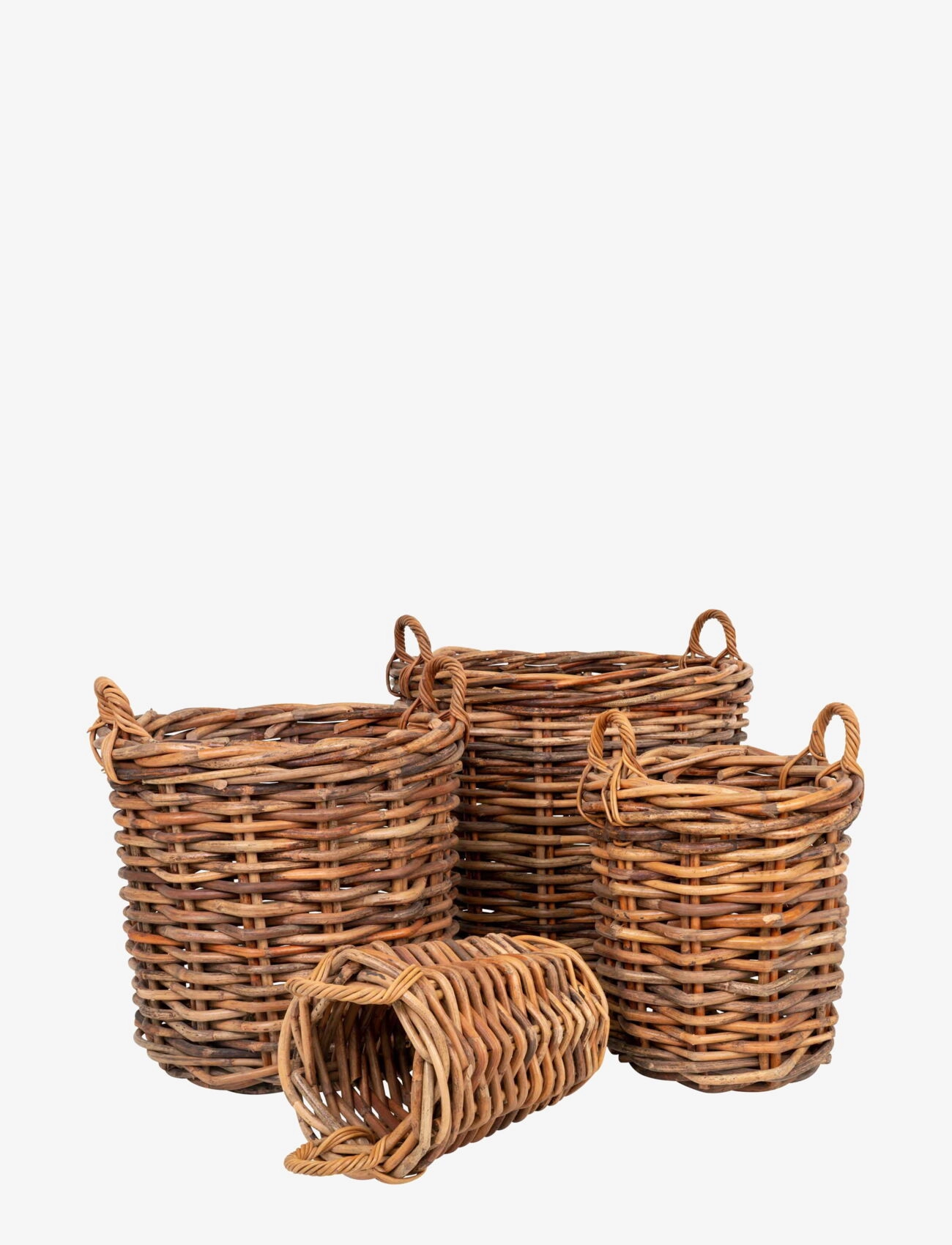 House Nordic Sanna Baskets, Kubu Rattan, Natural Set Of 4, Opbevaringskurv, Brun, Str: 71X72X72CM