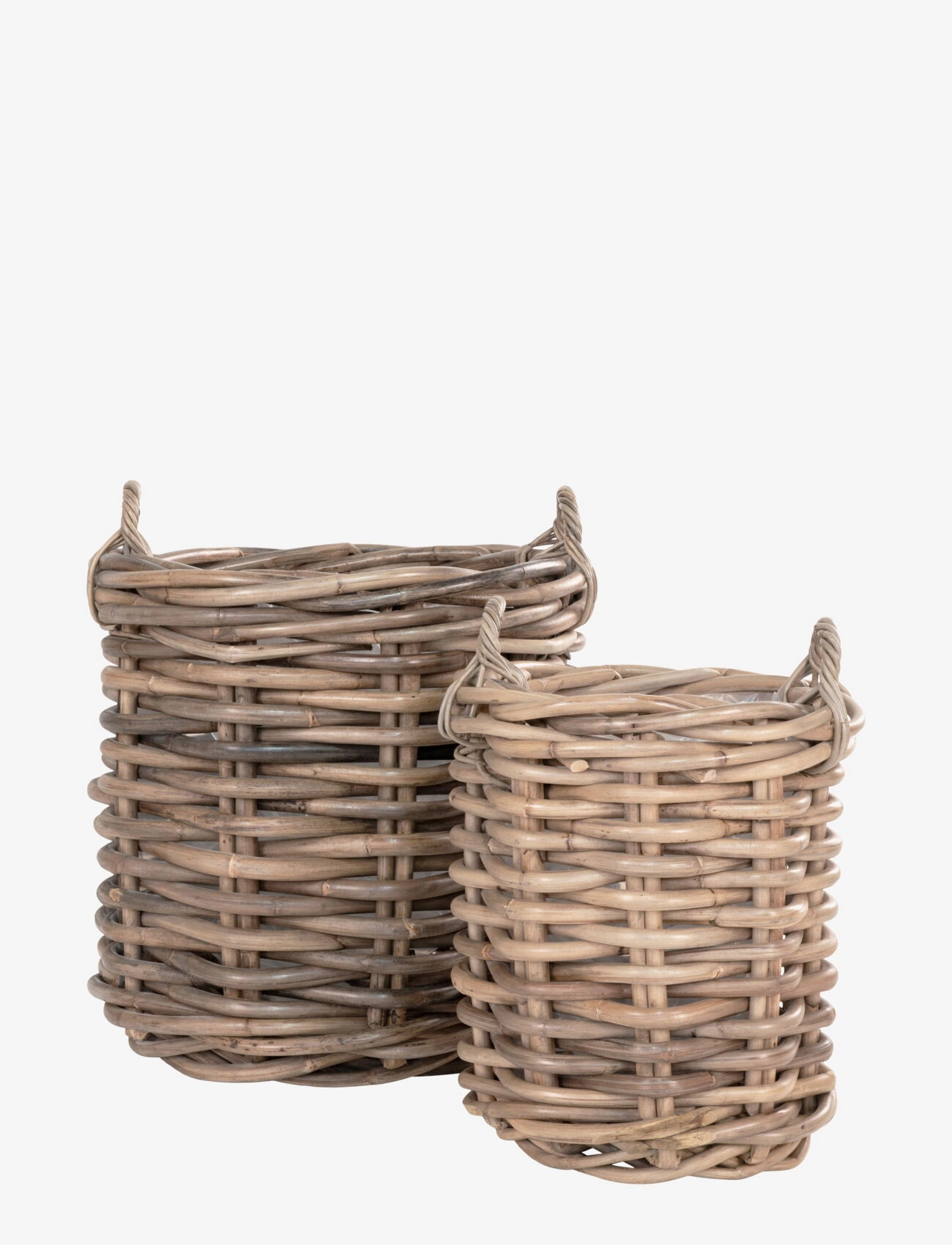 House Nordic Alina Baskets, Kubu Rattan, Natural, Set Of 2, Flower Pots, Str: 44X44X58/57X57X63CM