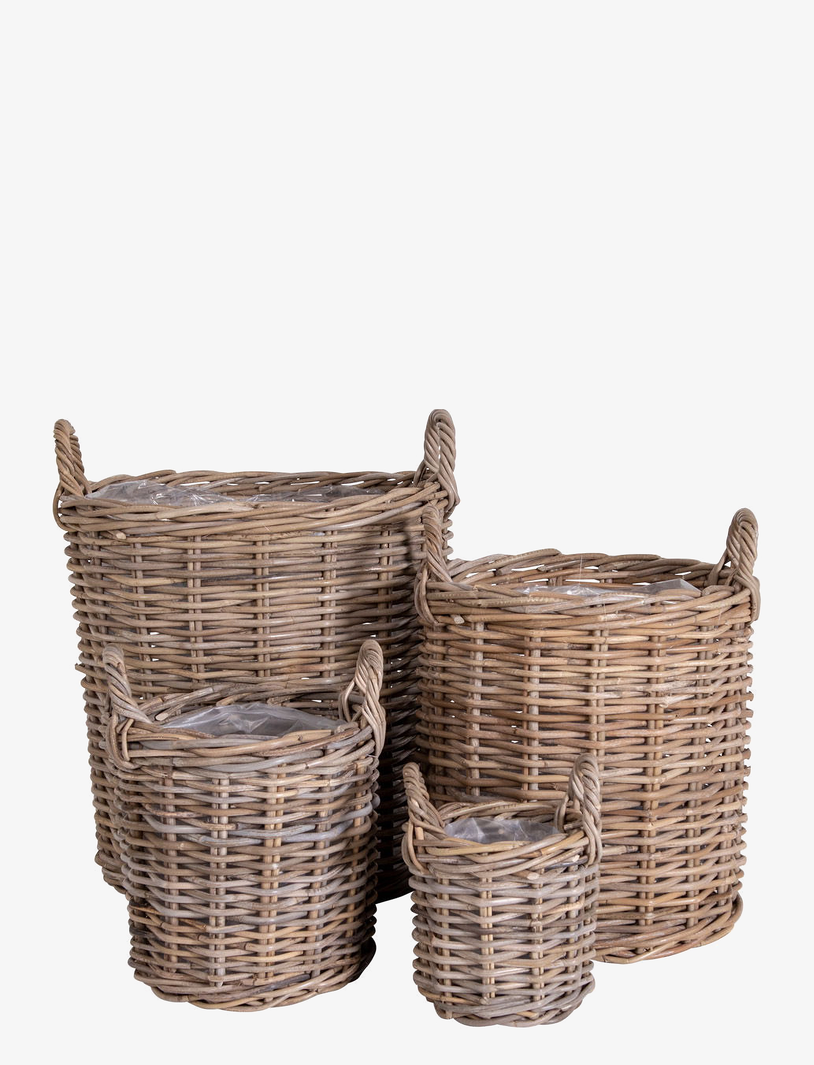 House Nordic Emma Baskets, Kubu Rattan, Natural Set Of 4, Opbevaringskurv, Brun, Str: 58X50X50CM